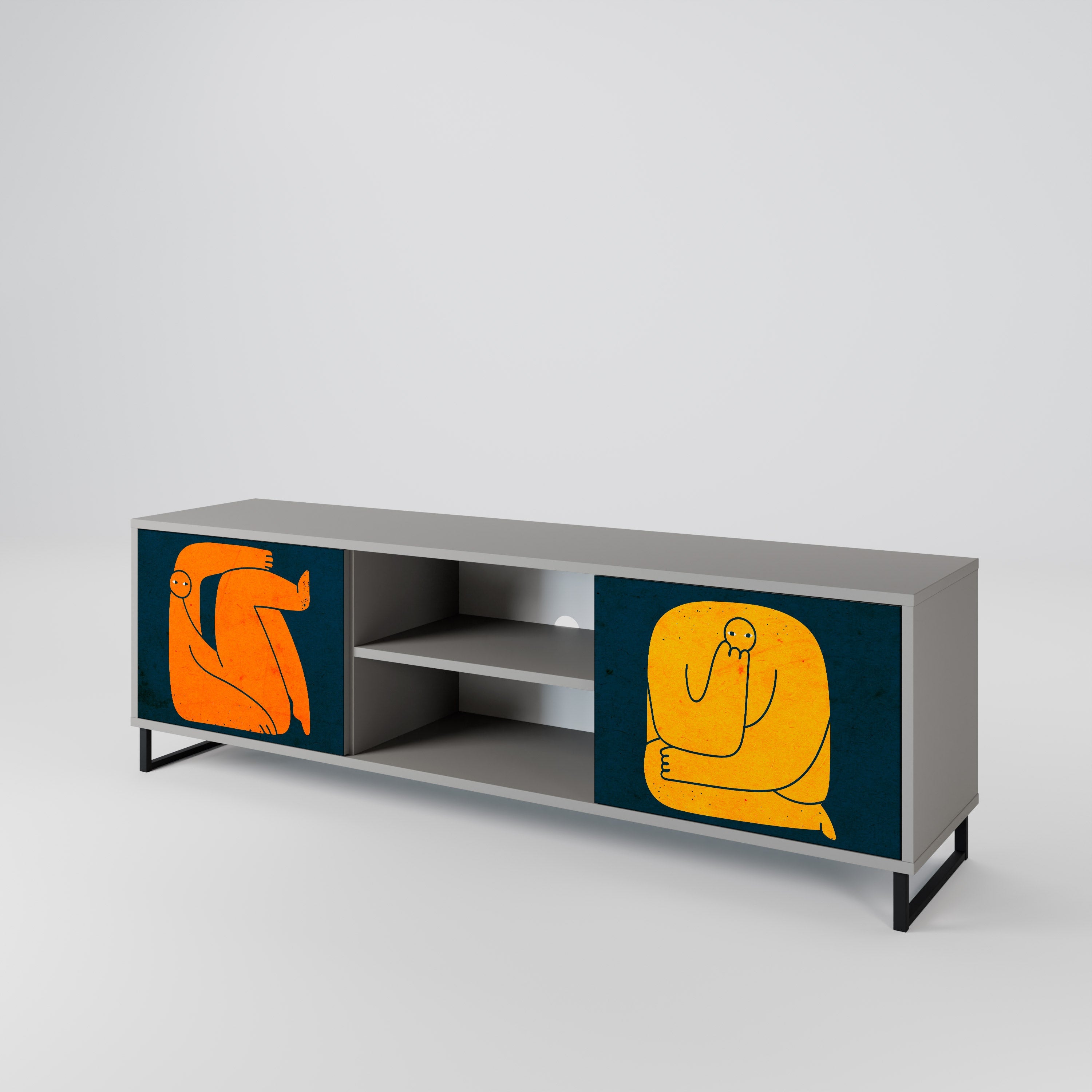 TOGETHER BUT SEPARATELY Móvel de TV com 2 Portas em Acabamento Cinzento