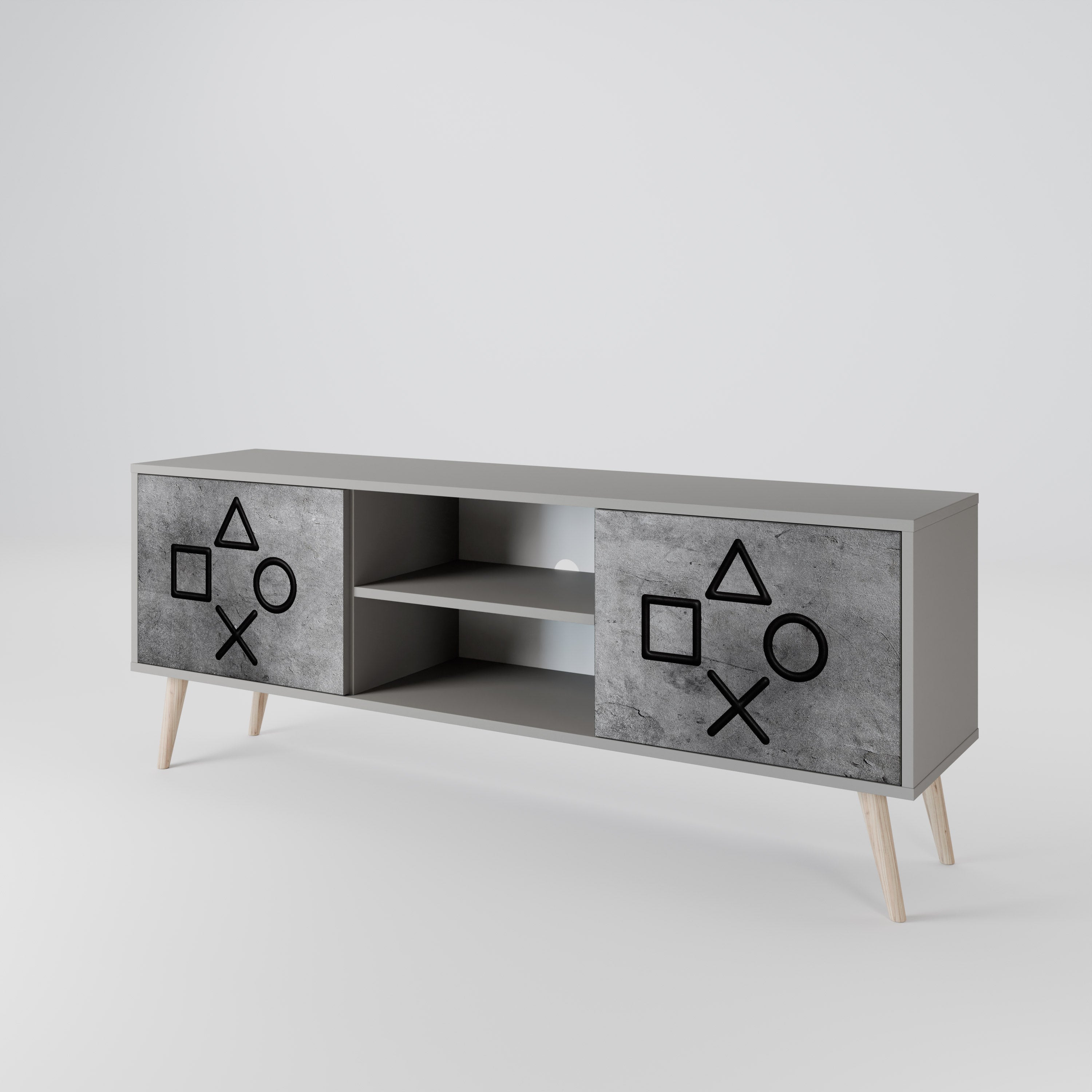 GAMER CHOICE Móvel de TV com 2 Portas em Acabamento Cinzento