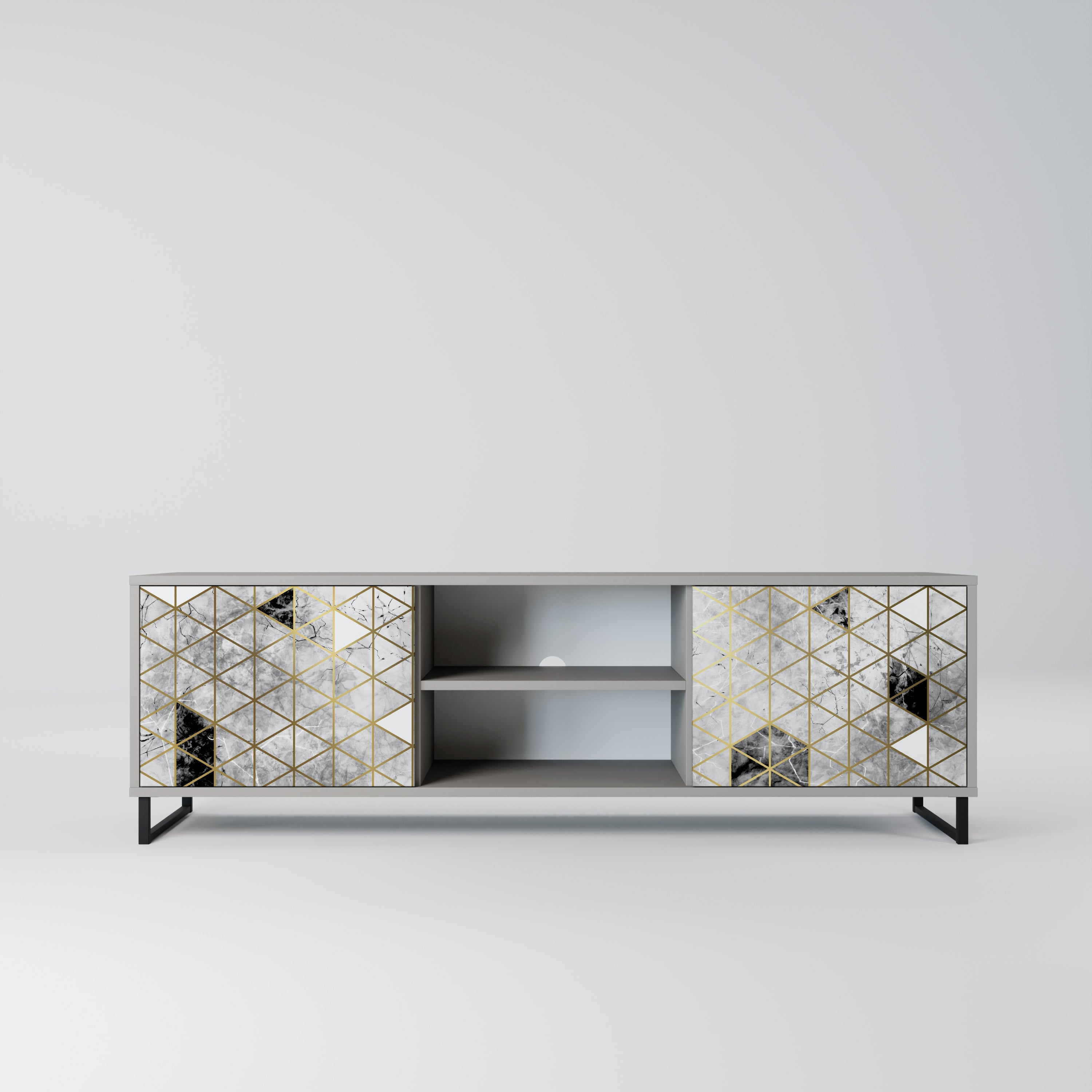 ASHEN ARIA Móvel de TV com 2 Portas em Acabamento Cinzento