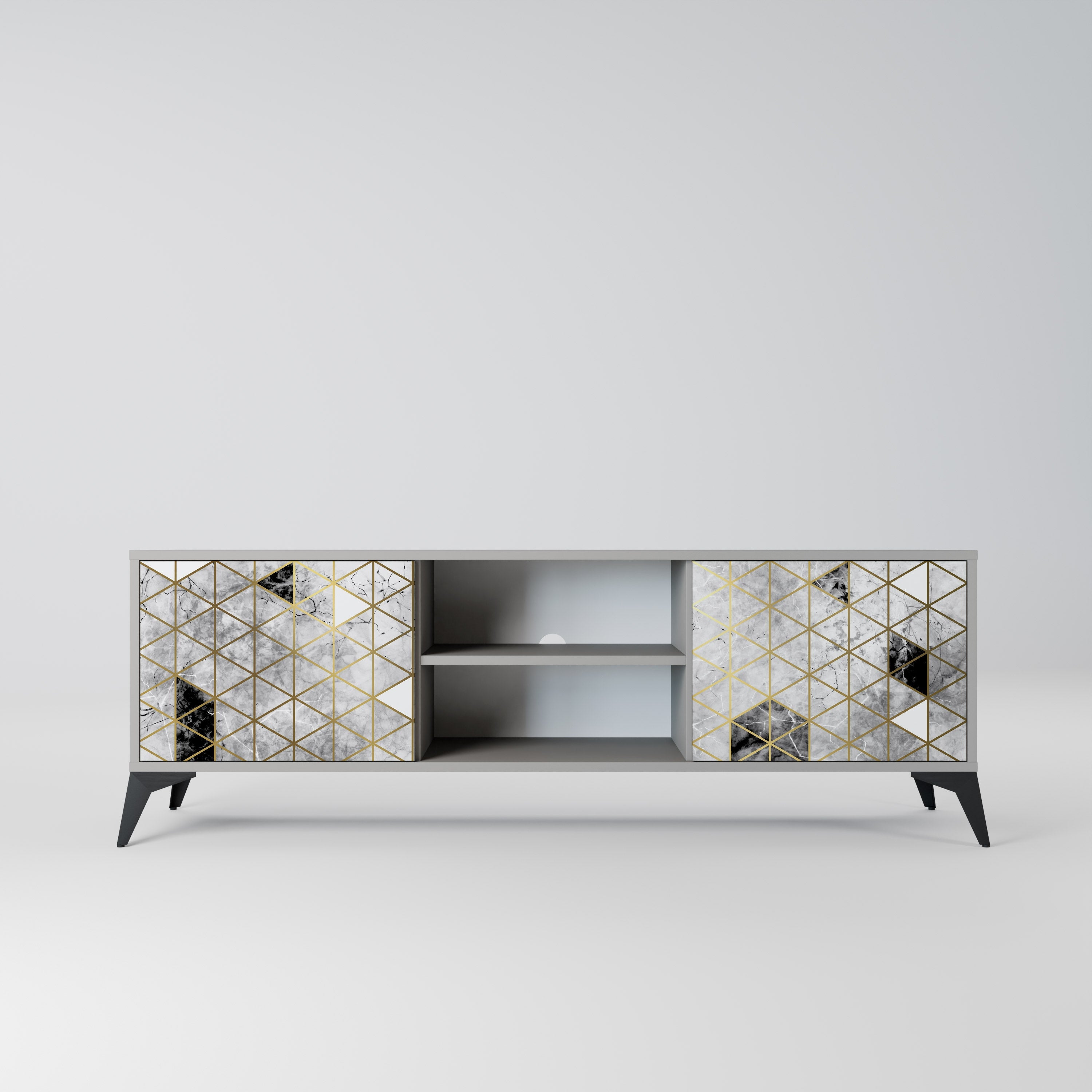 ASHEN ARIA Móvel de TV com 2 Portas em Acabamento Cinzento