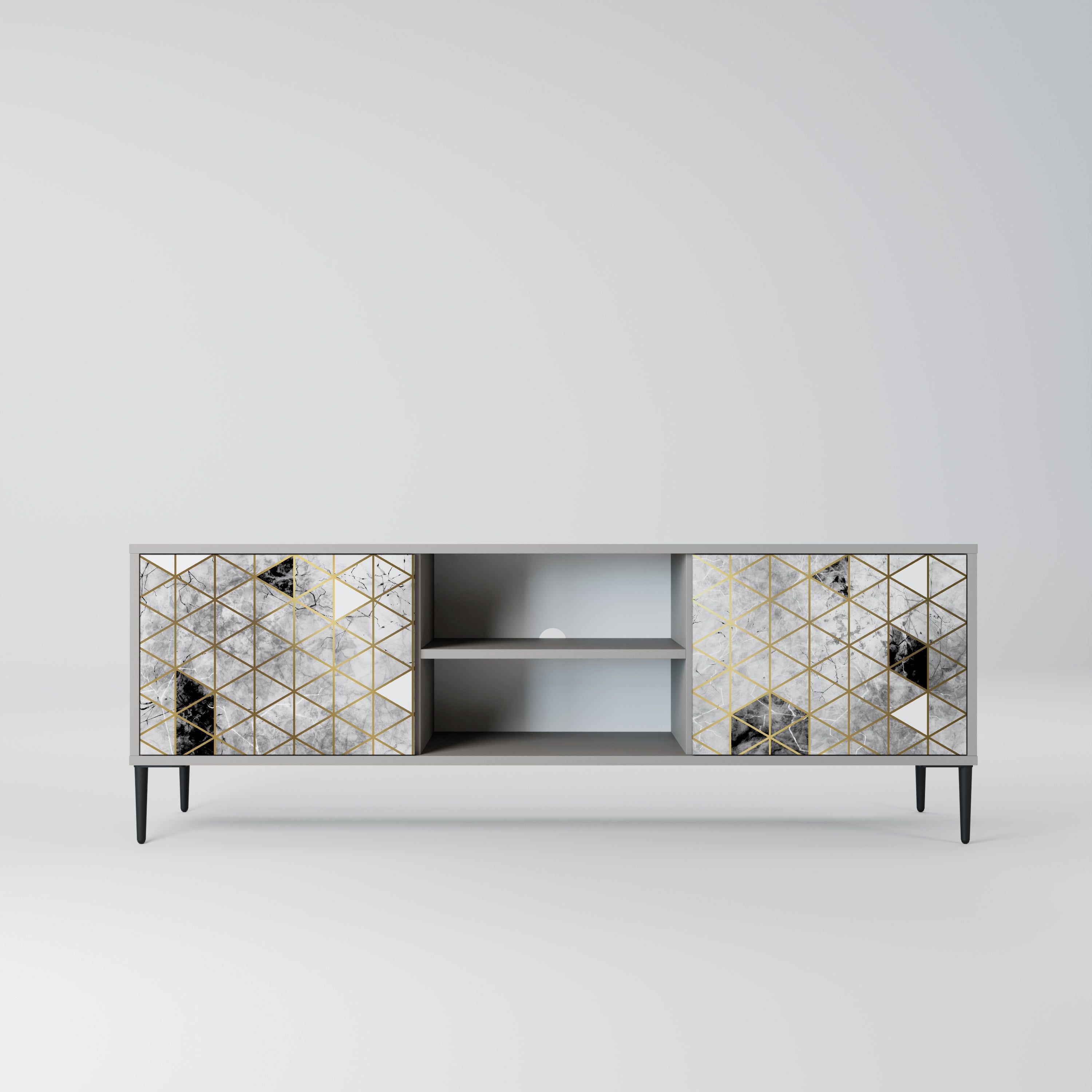 ASHEN ARIA Móvel de TV com 2 Portas em Acabamento Cinzento