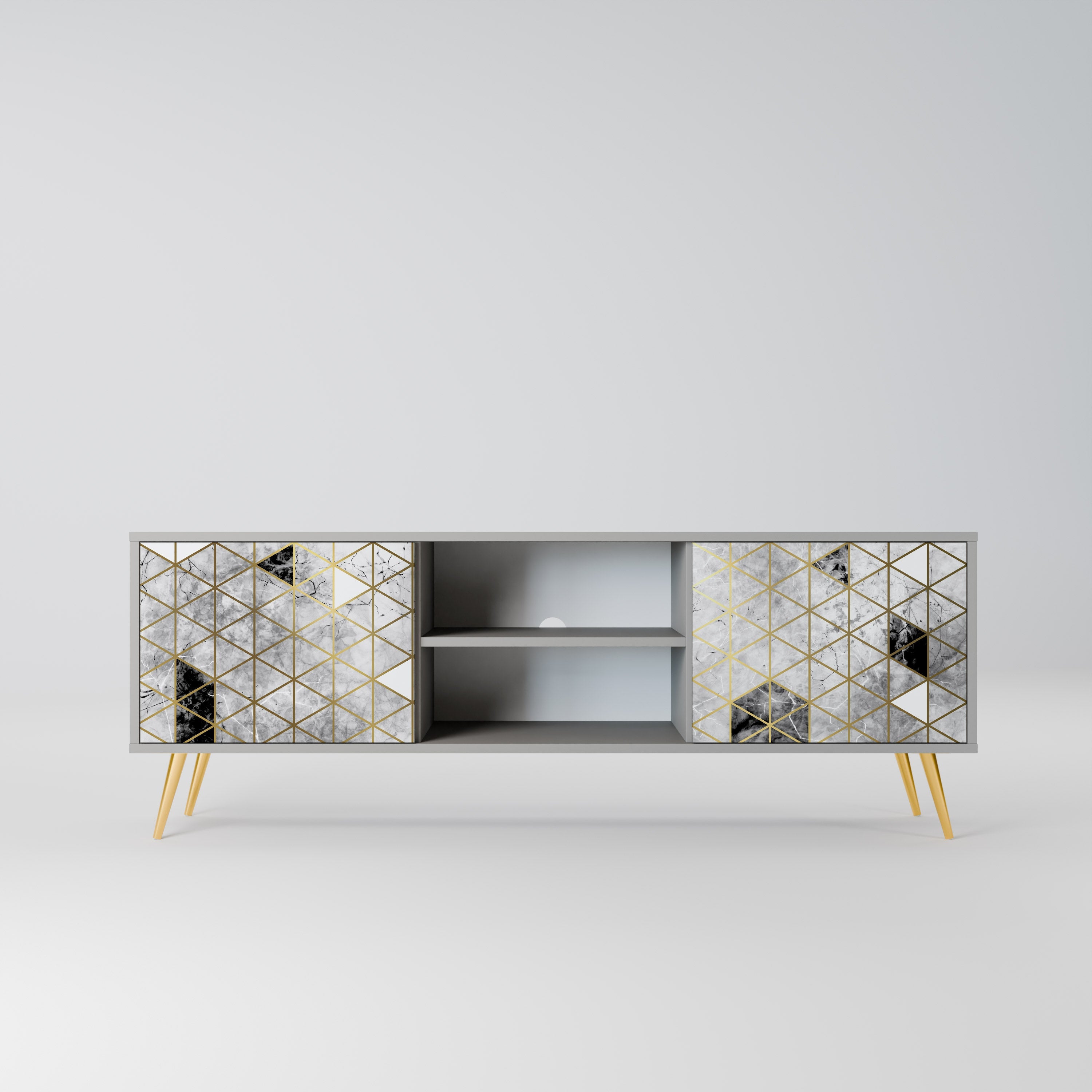 ASHEN ARIA Móvel de TV com 2 Portas em Acabamento Cinzento