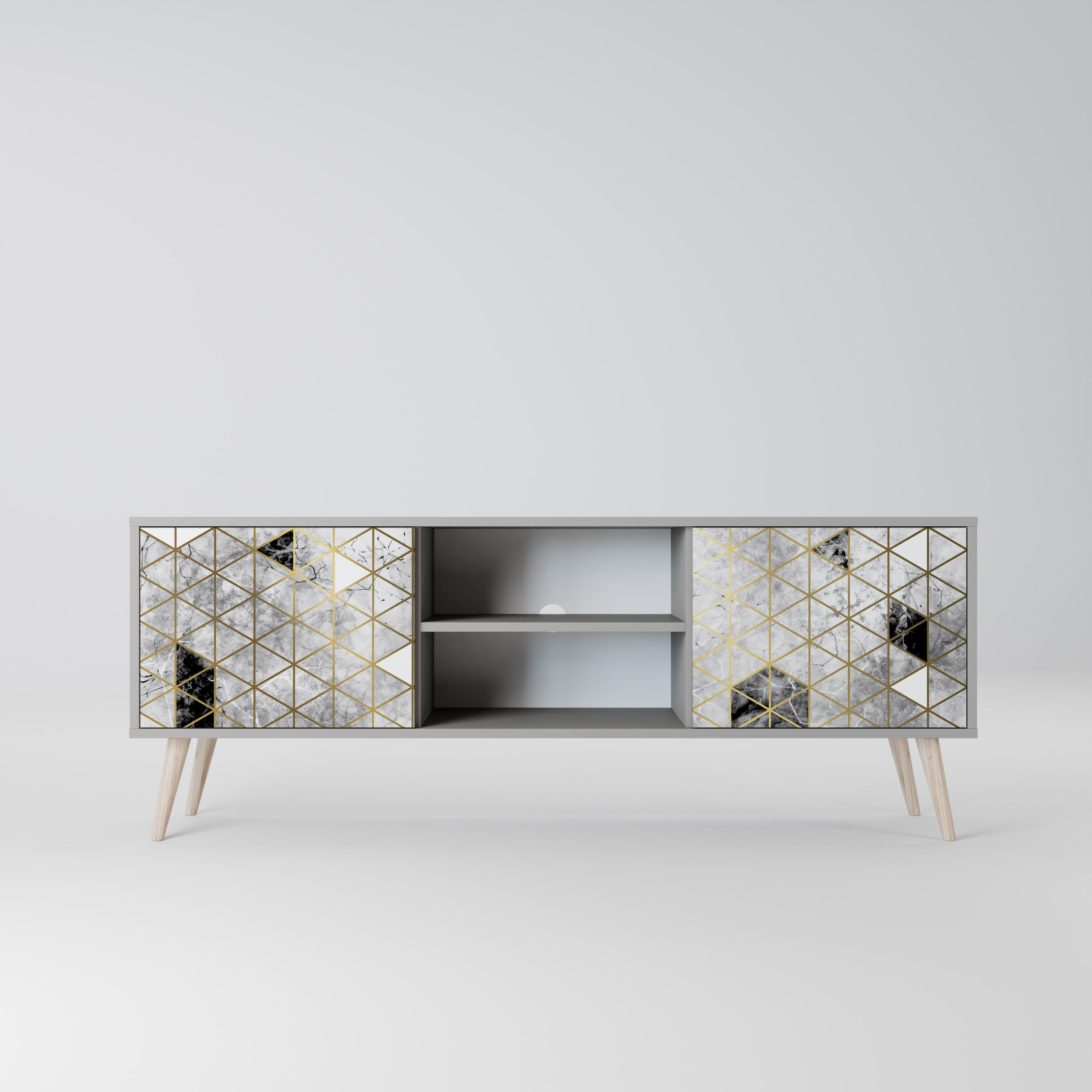 ASHEN ARIA Móvel de TV com 2 Portas em Acabamento Cinzento