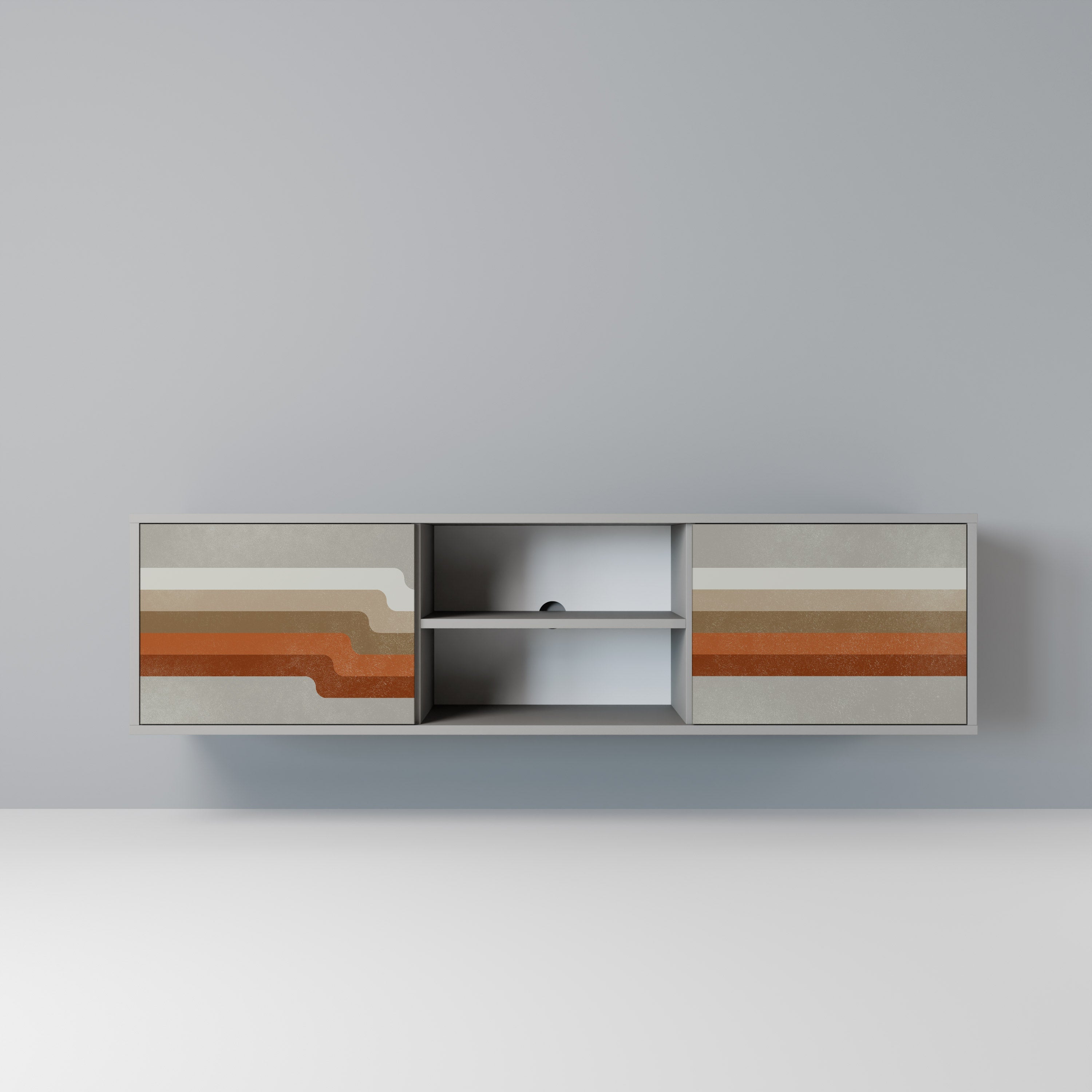 PECULIAR TRAIL Móvel de TV com 2 Portas em Acabamento Cinzento