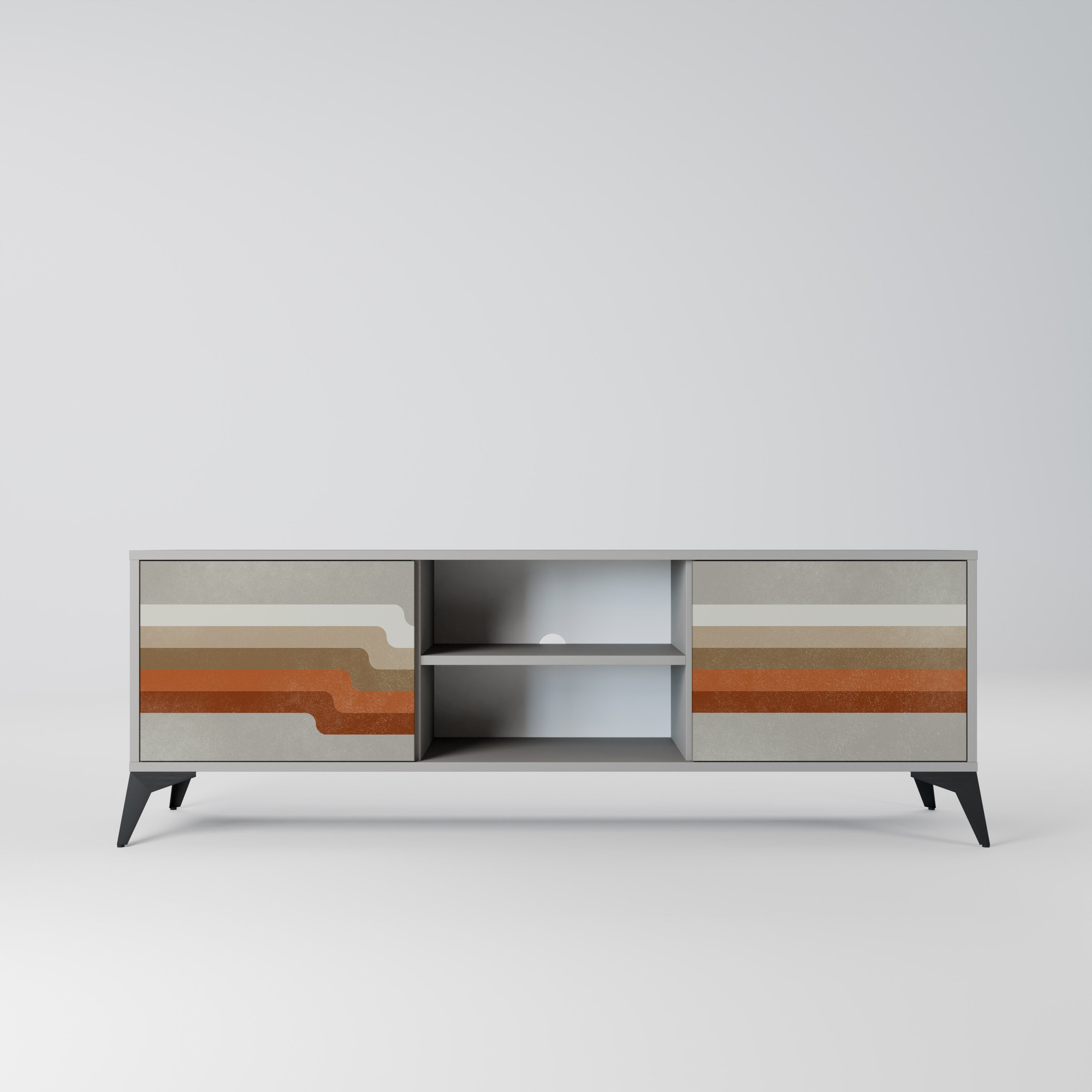 PECULIAR TRAIL Móvel de TV com 2 Portas em Acabamento Cinzento