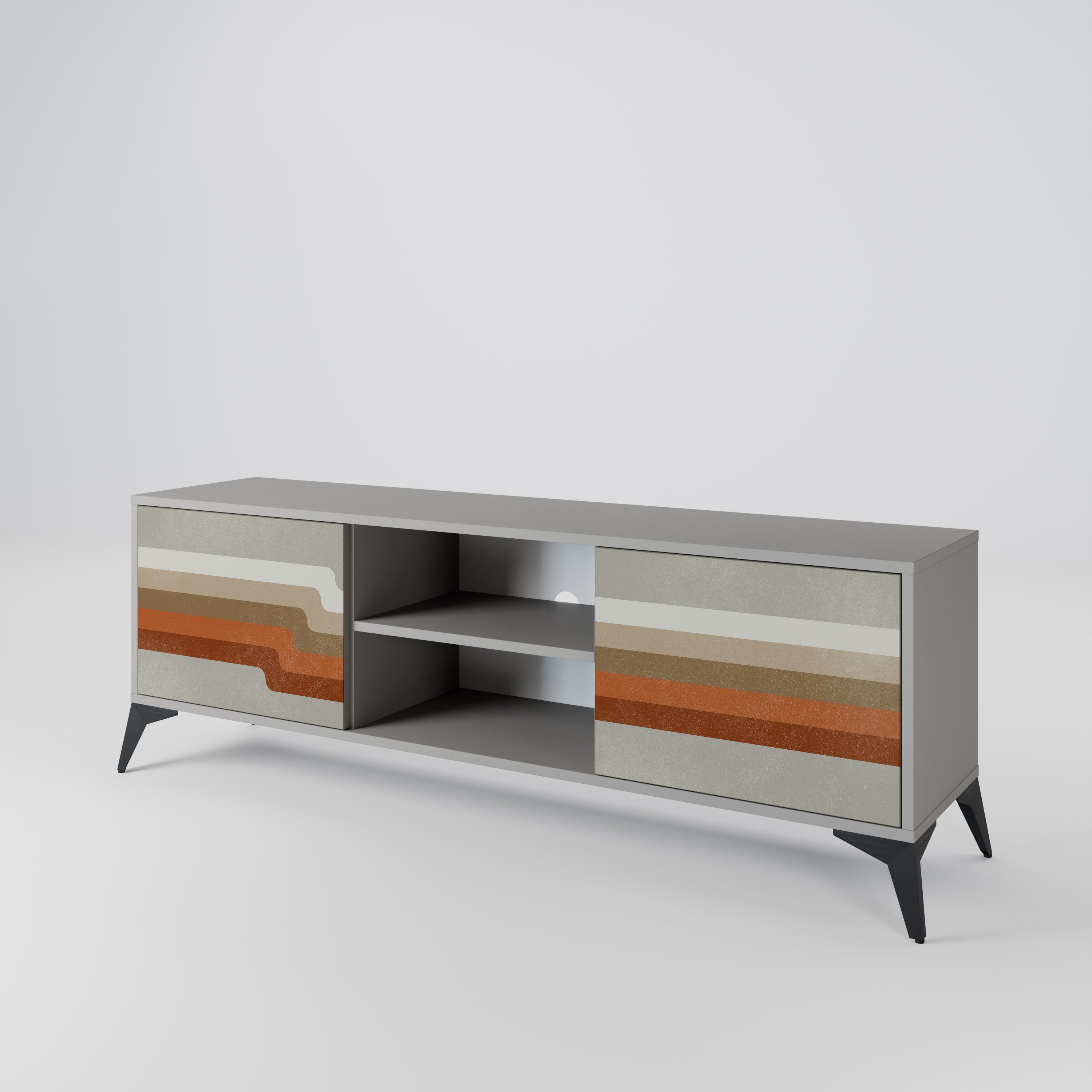 PECULIAR TRAIL Móvel de TV com 2 Portas em Acabamento Cinzento