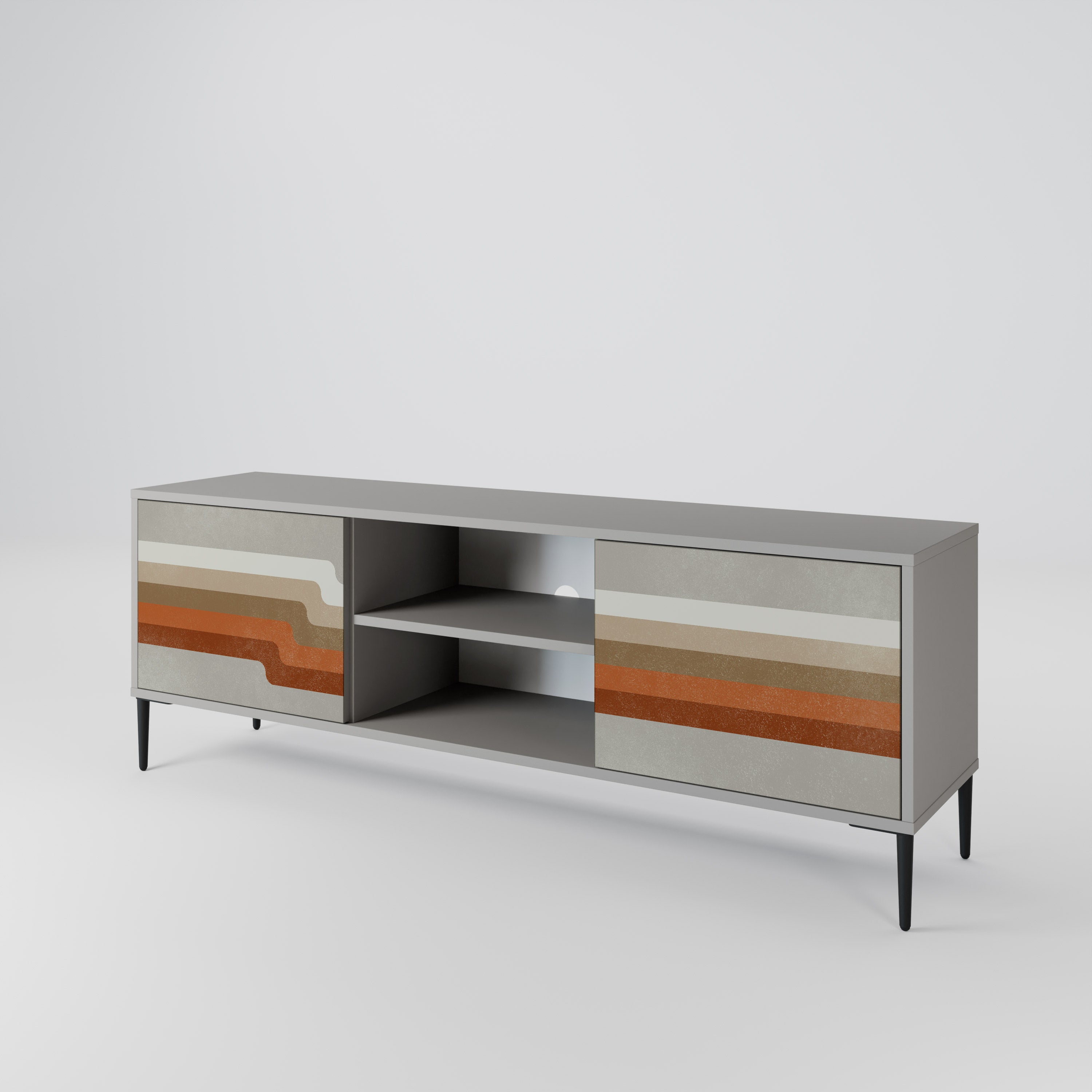 PECULIAR TRAIL Móvel de TV com 2 Portas em Acabamento Cinzento