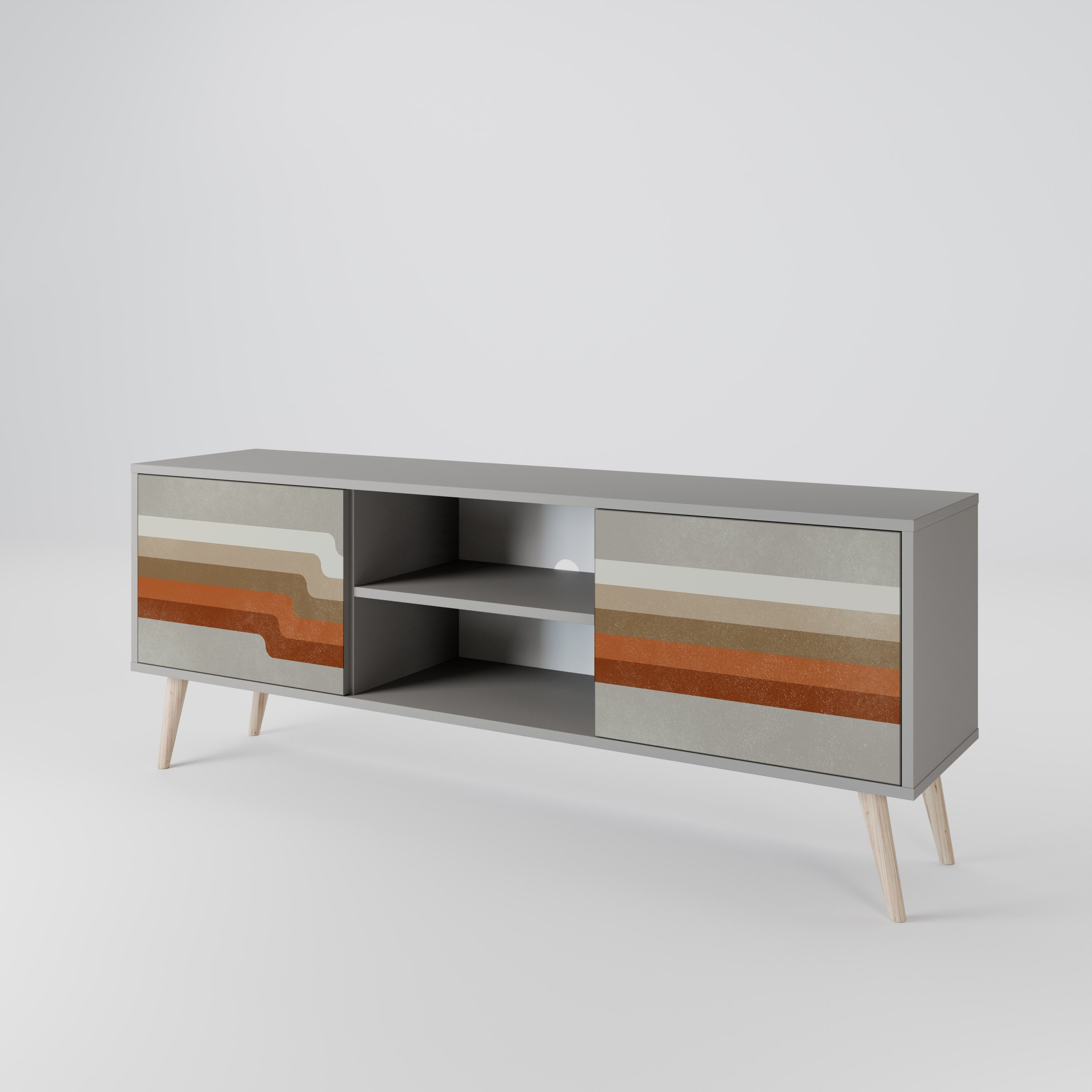 PECULIAR TRAIL Móvel de TV com 2 Portas em Acabamento Cinzento