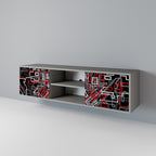 BROKEN LINES Móvel de TV com 2 Portas em Acabamento Cinzento