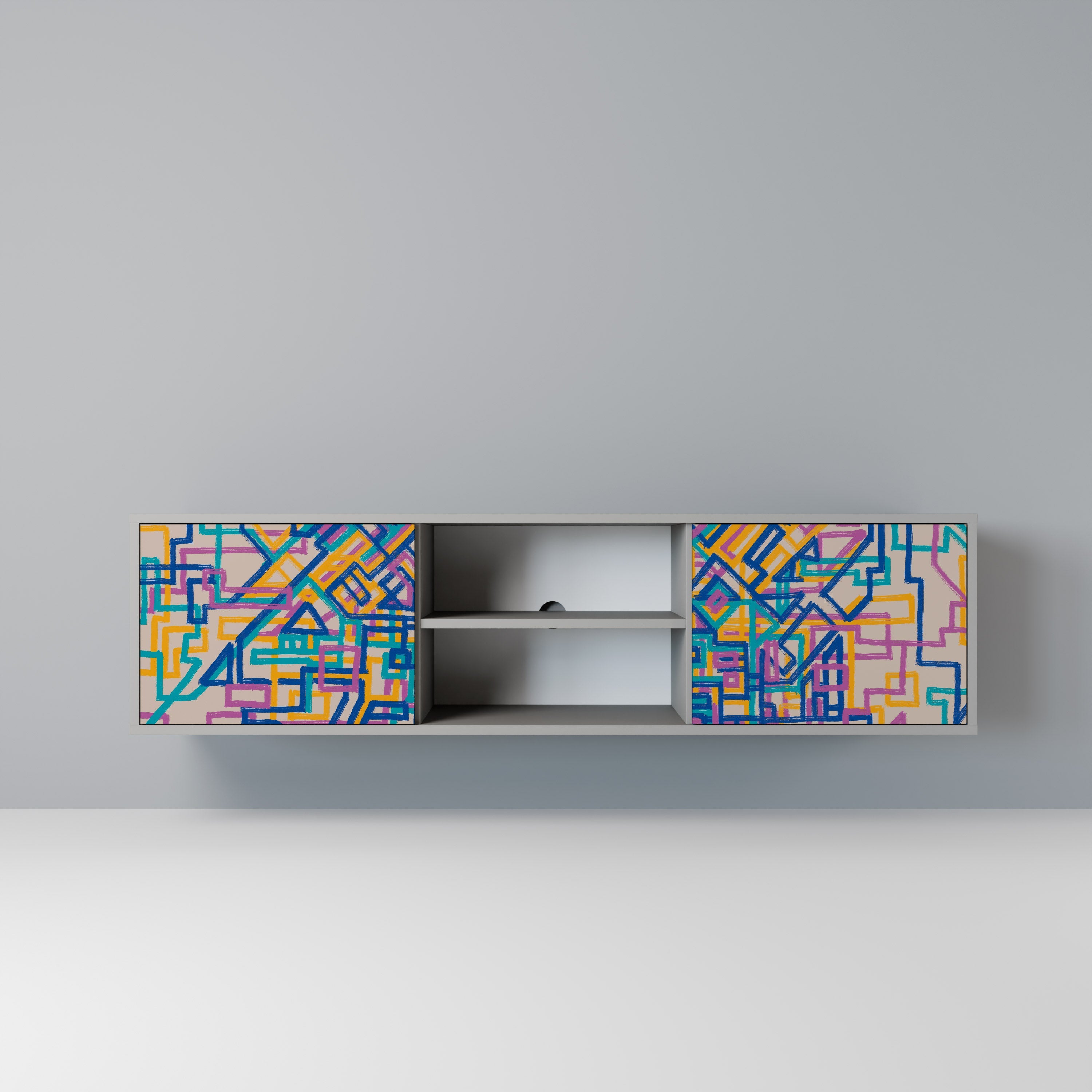 MEMORIES MAP Móvel de TV com 2 Portas em Acabamento Cinzento