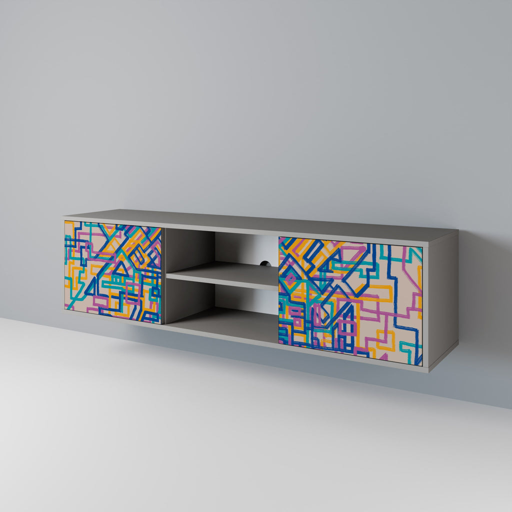 MEMORIES MAP Móvel de TV com 2 Portas em Acabamento Cinzento