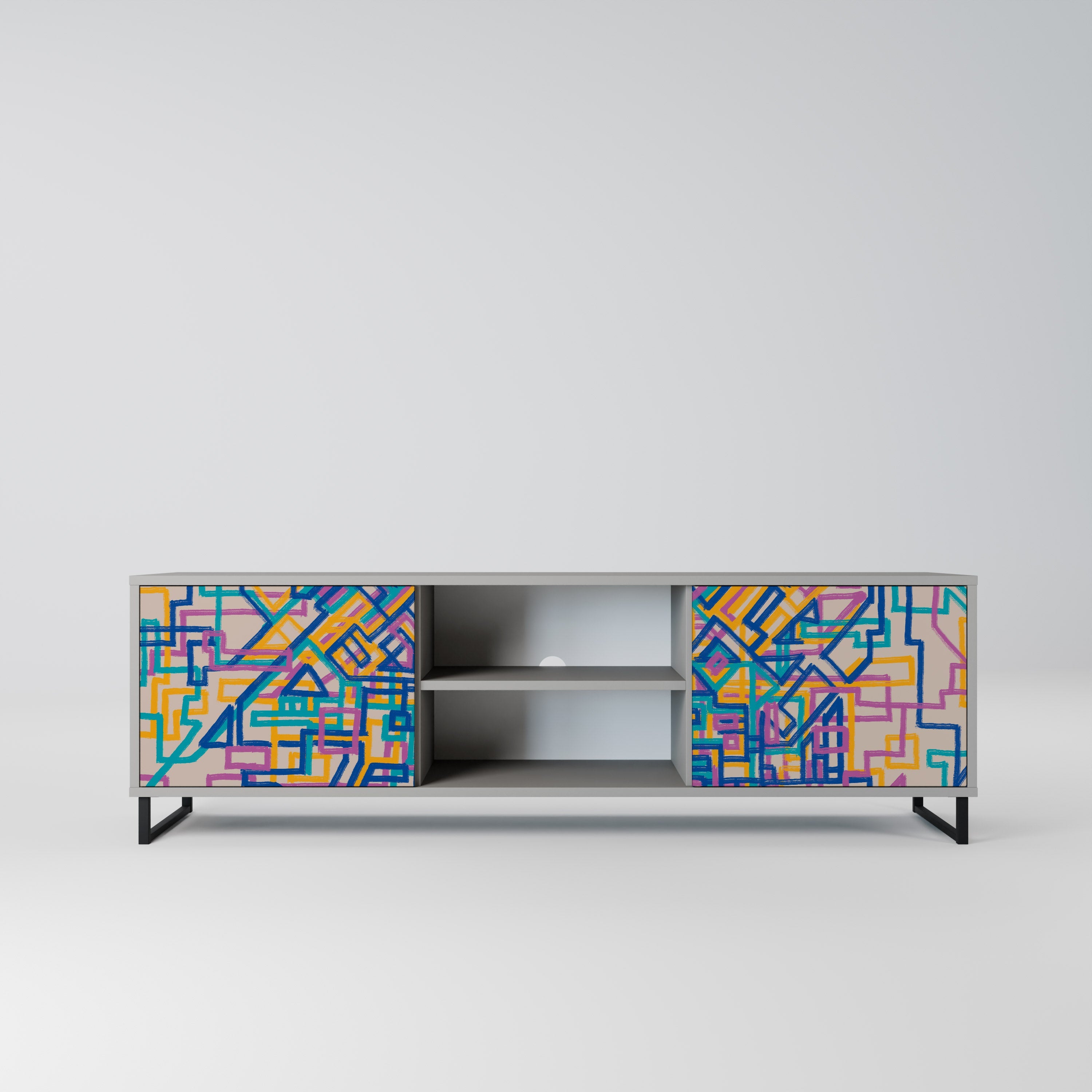 MEMORIES MAP Móvel de TV com 2 Portas em Acabamento Cinzento