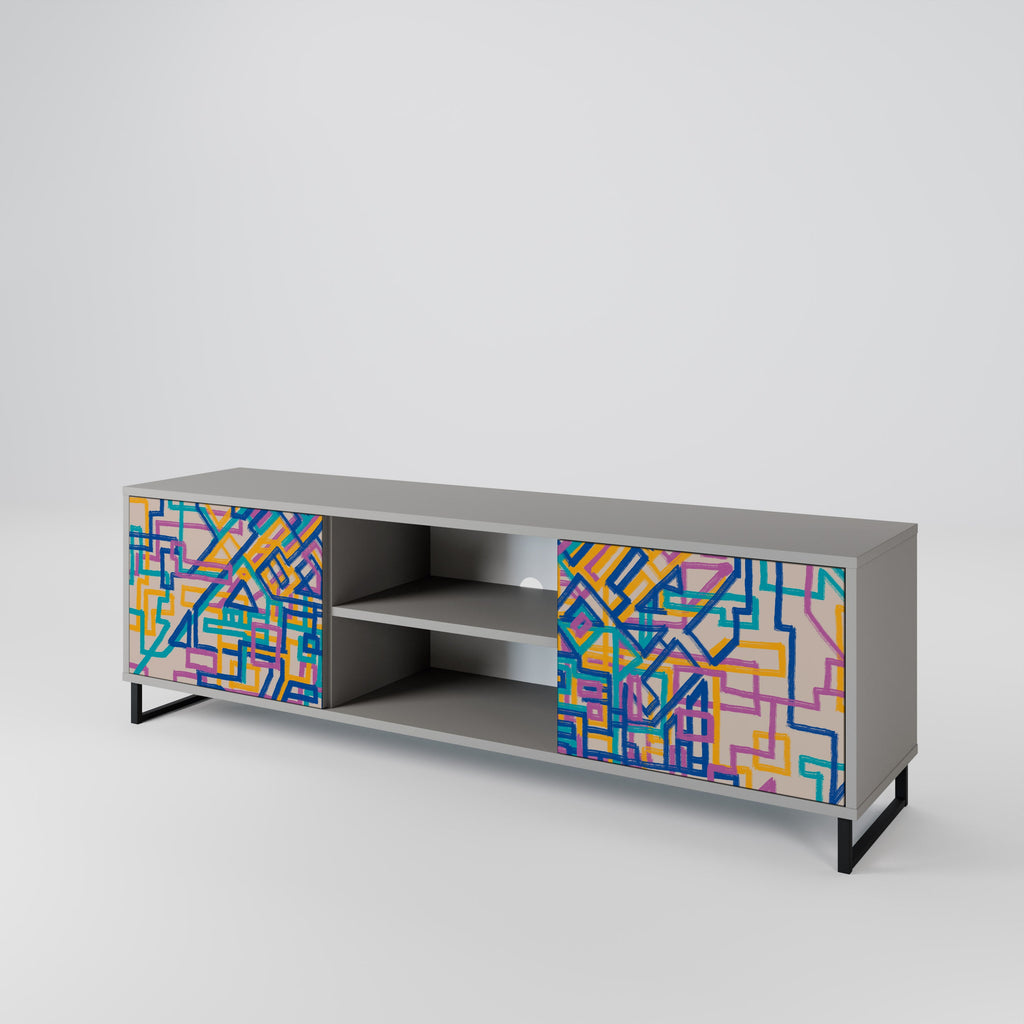 MEMORIES MAP Móvel de TV com 2 Portas em Acabamento Cinzento