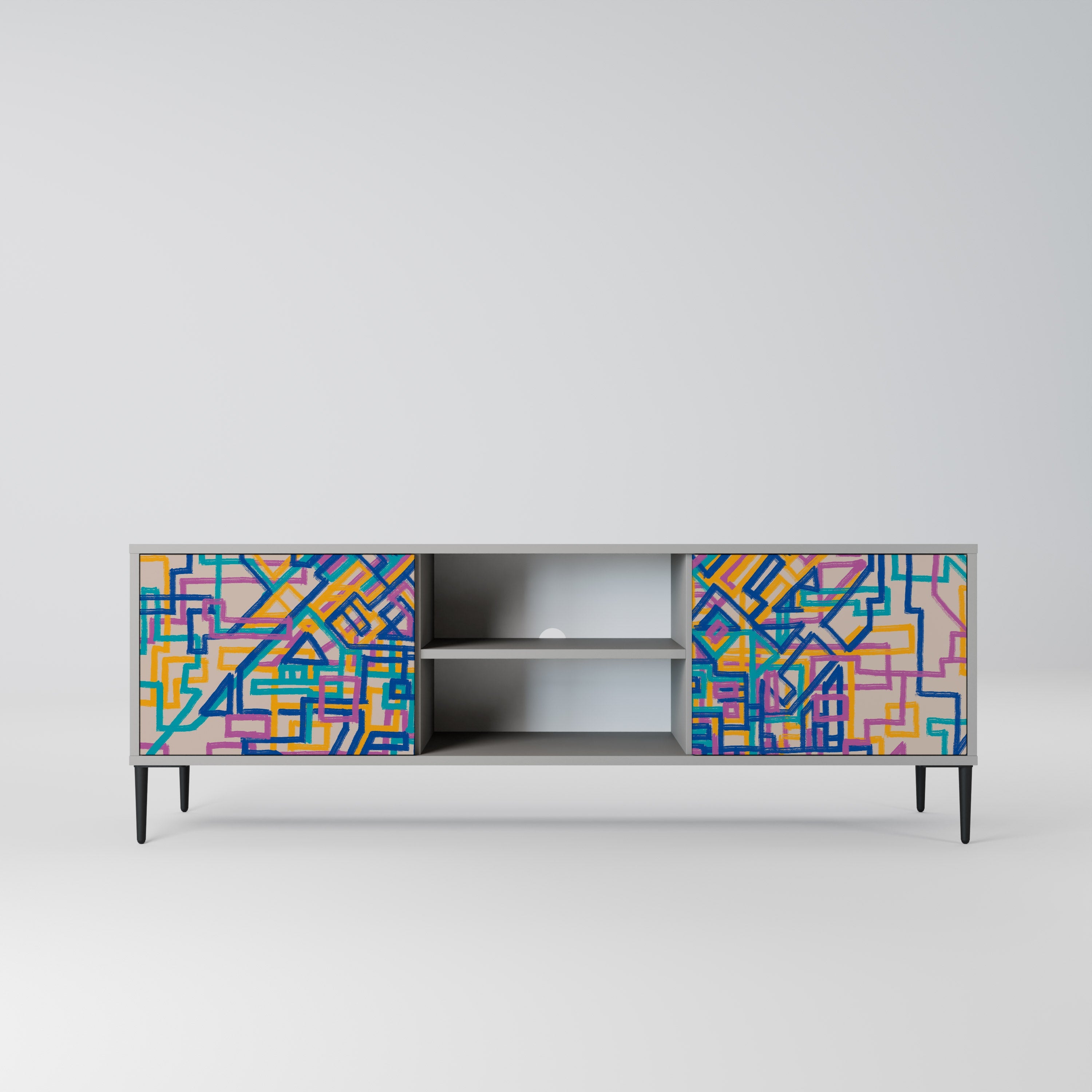 MEMORIES MAP Móvel de TV com 2 Portas em Acabamento Cinzento