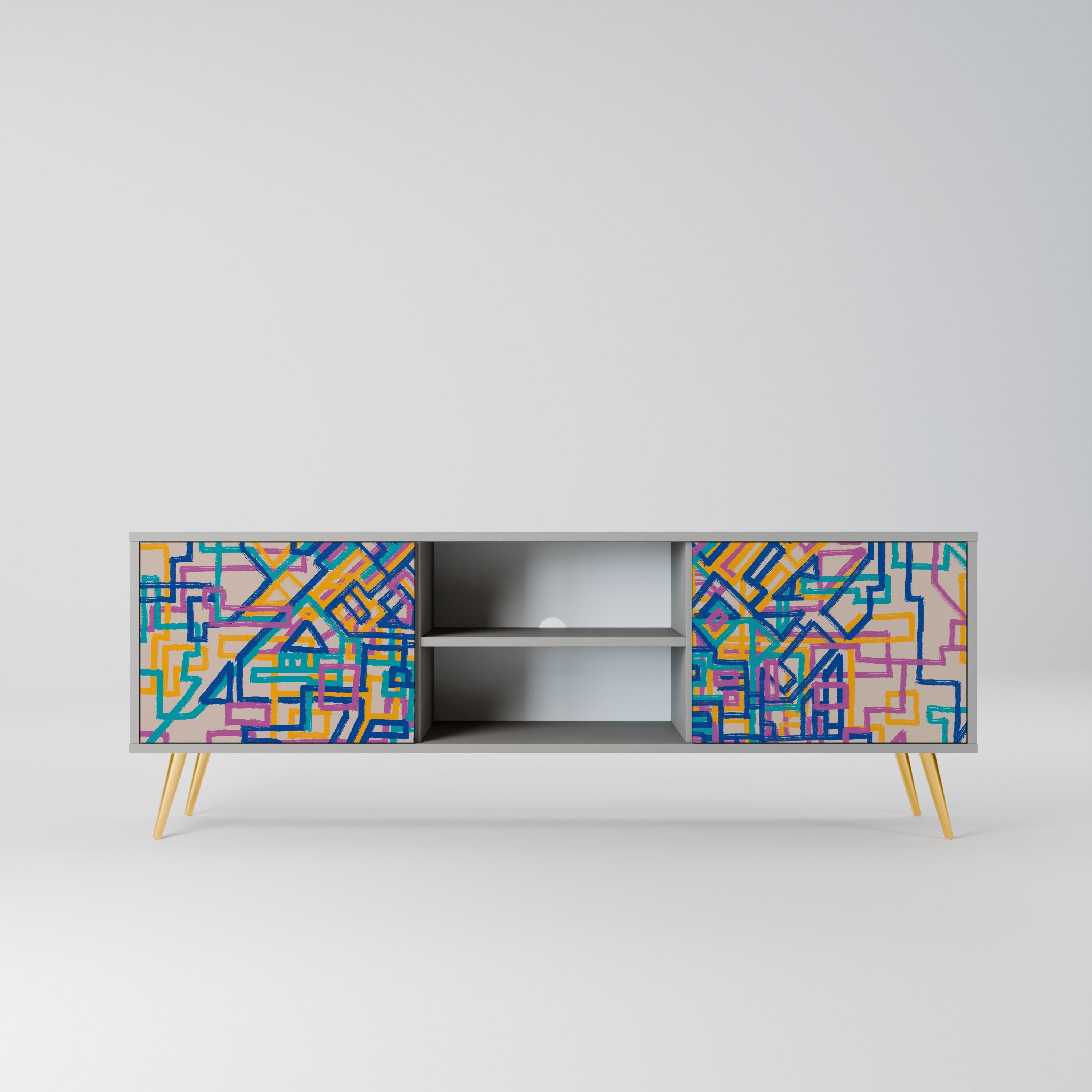 MEMORIES MAP Móvel de TV com 2 Portas em Acabamento Cinzento