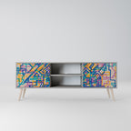 MEMORIES MAP Móvel de TV com 2 Portas em Acabamento Cinzento