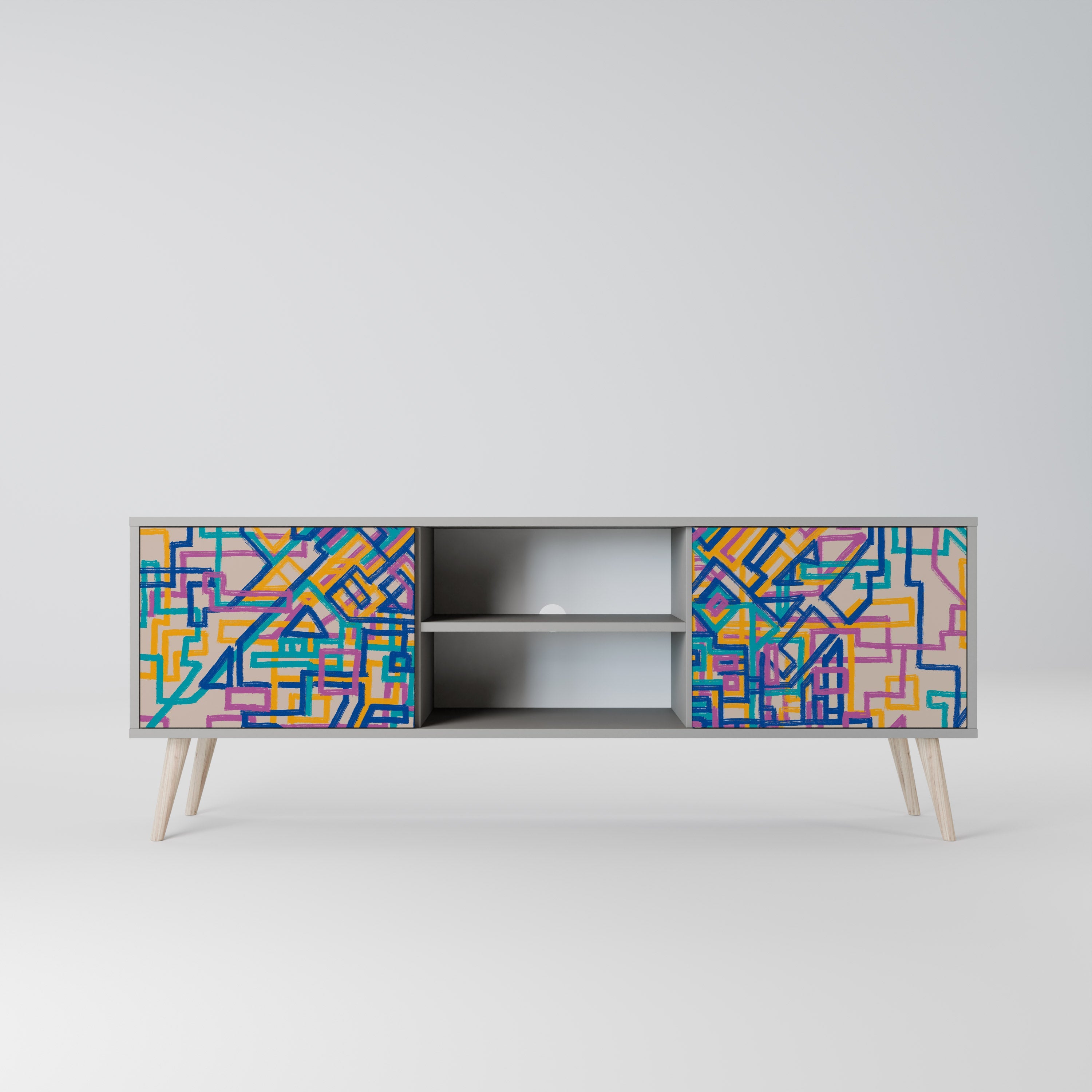 MEMORIES MAP Móvel de TV com 2 Portas em Acabamento Cinzento