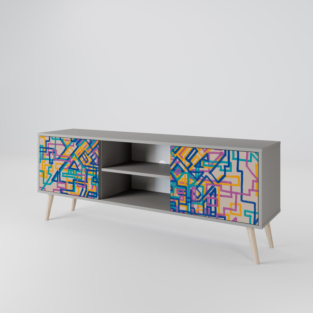 MEMORIES MAP Móvel de TV com 2 Portas em Acabamento Cinzento