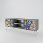 MEMORIES MAP Móvel de TV com 2 Portas em Acabamento Cinzento