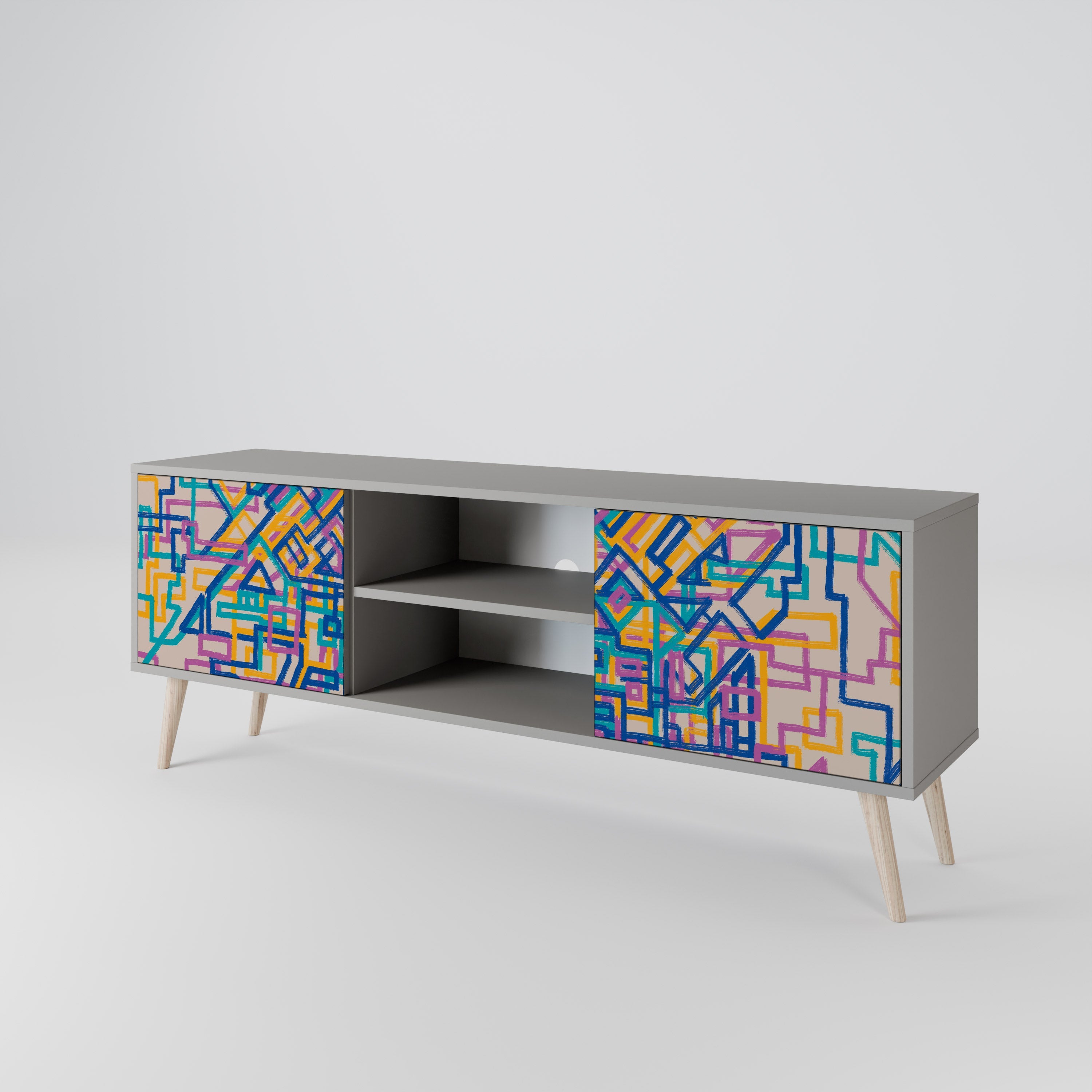 MEMORIES MAP Móvel de TV com 2 Portas em Acabamento Cinzento