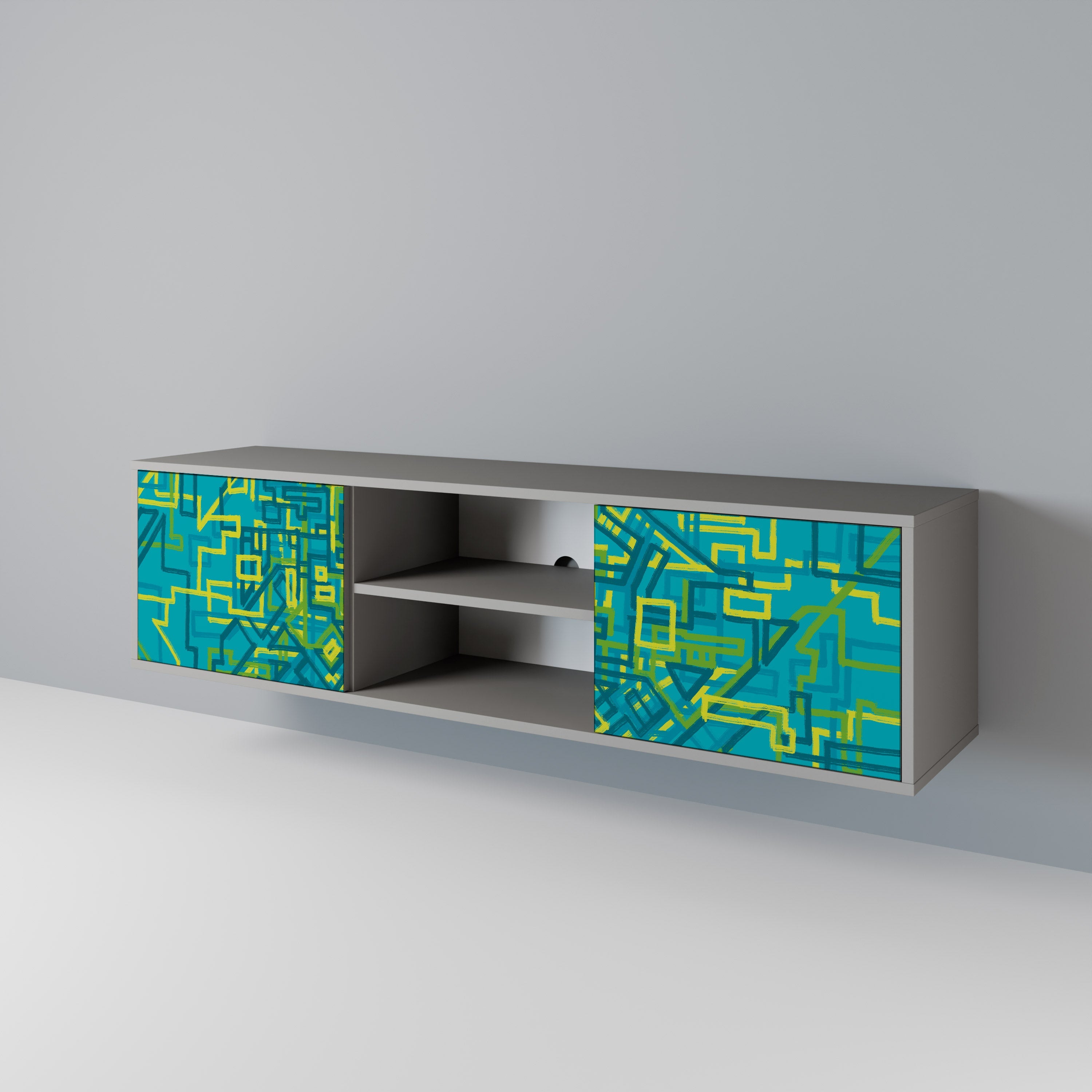 NOSTALGIC MEMORIES Móvel de TV com 2 Portas em Acabamento Cinzento