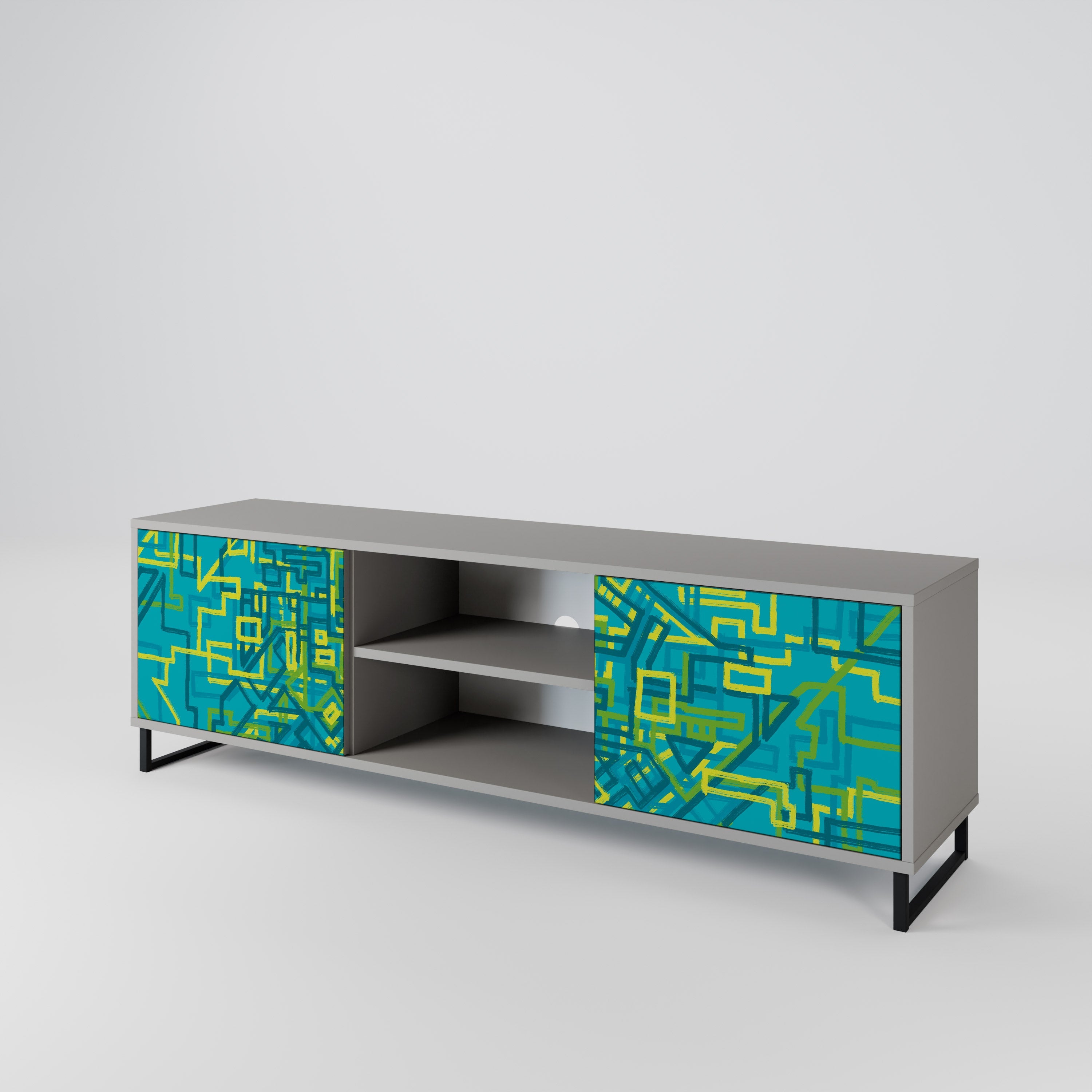 NOSTALGIC MEMORIES Móvel de TV com 2 Portas em Acabamento Cinzento