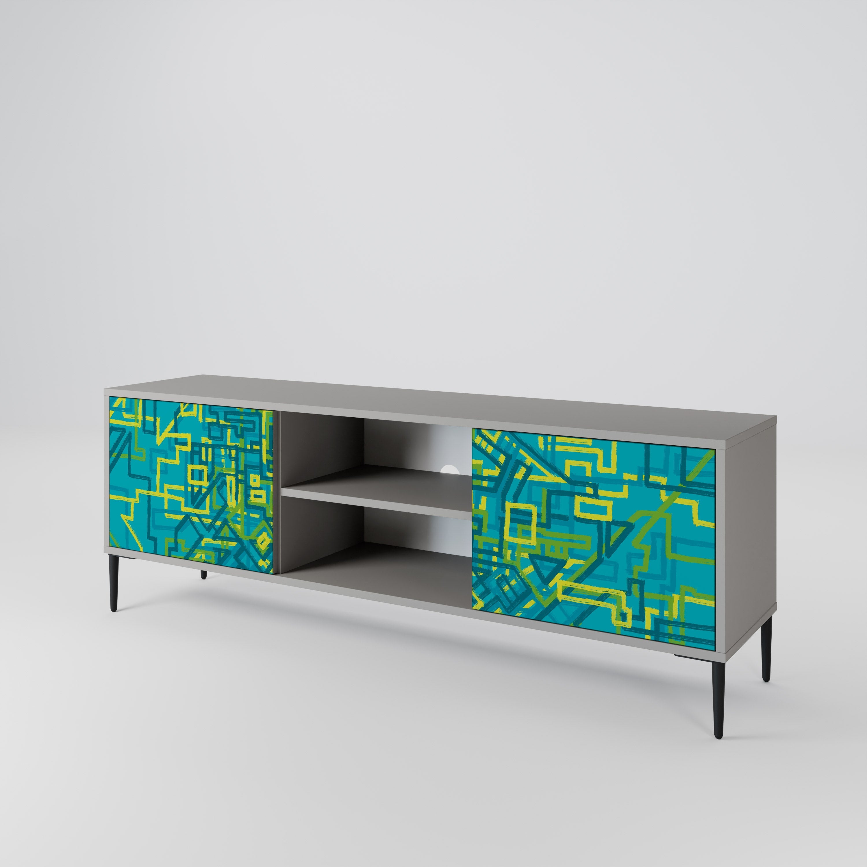 NOSTALGIC MEMORIES Móvel de TV com 2 Portas em Acabamento Cinzento