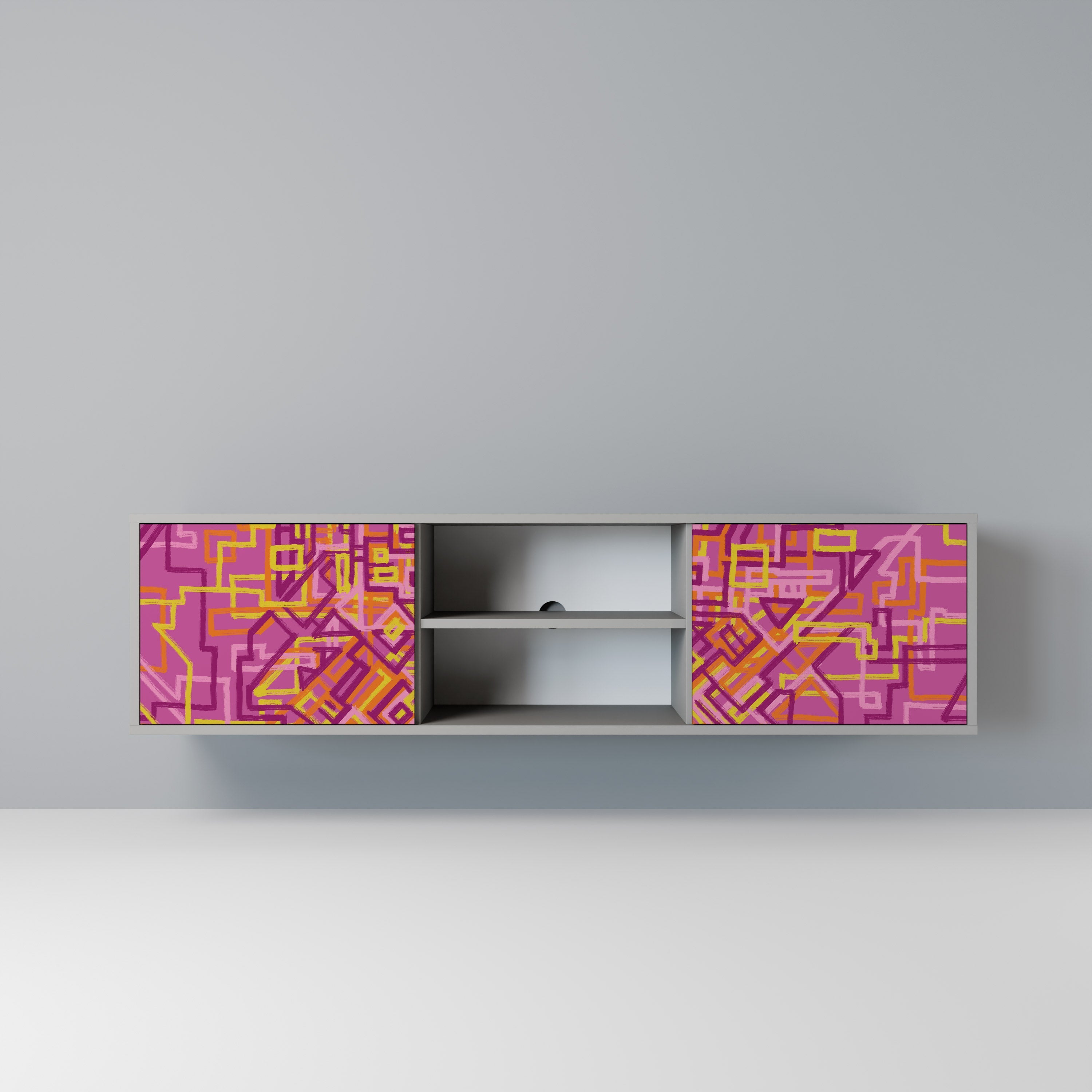 LOVELY MEMORIES Móvel de TV com 2 Portas em Acabamento Cinzento