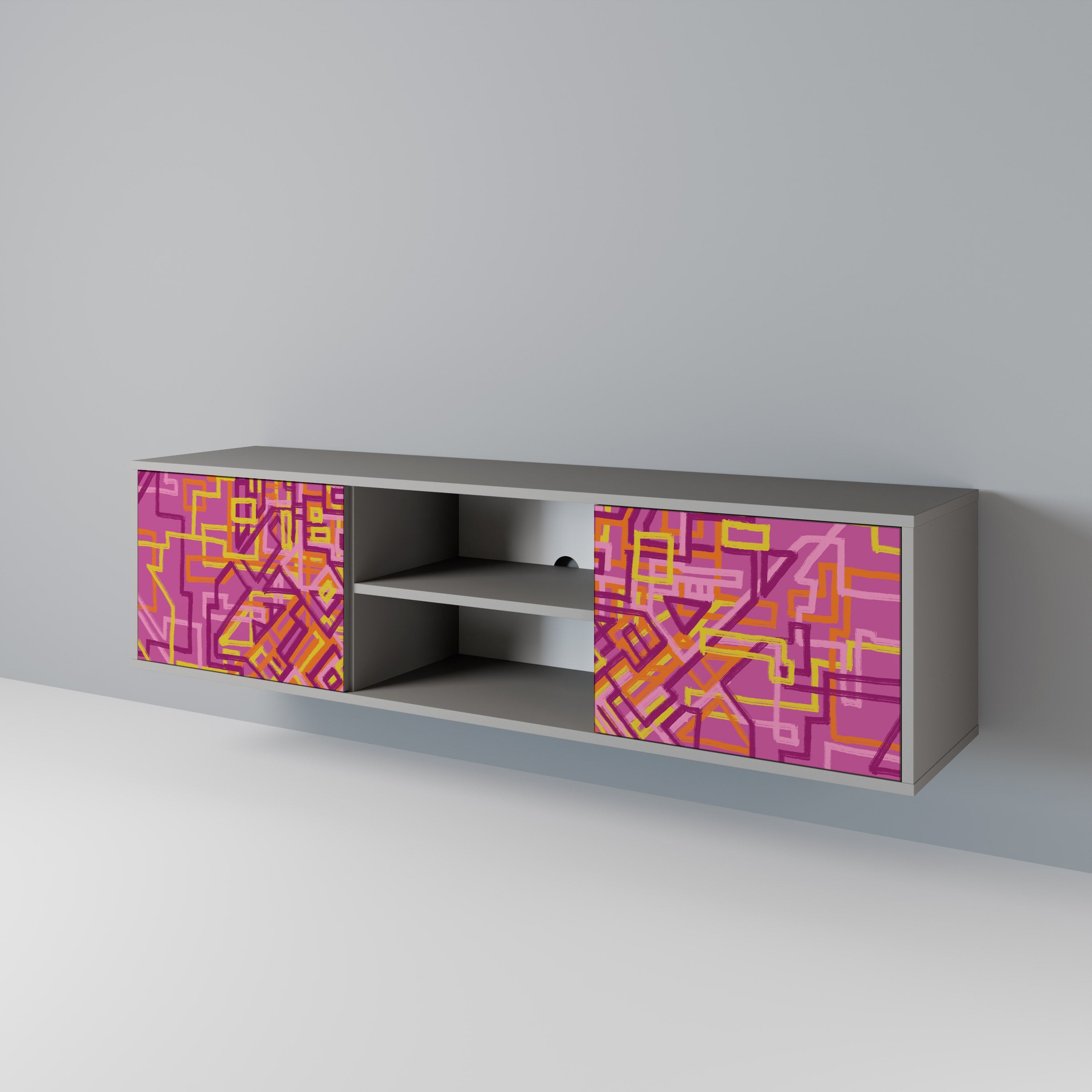 LOVELY MEMORIES Móvel de TV com 2 Portas em Acabamento Cinzento