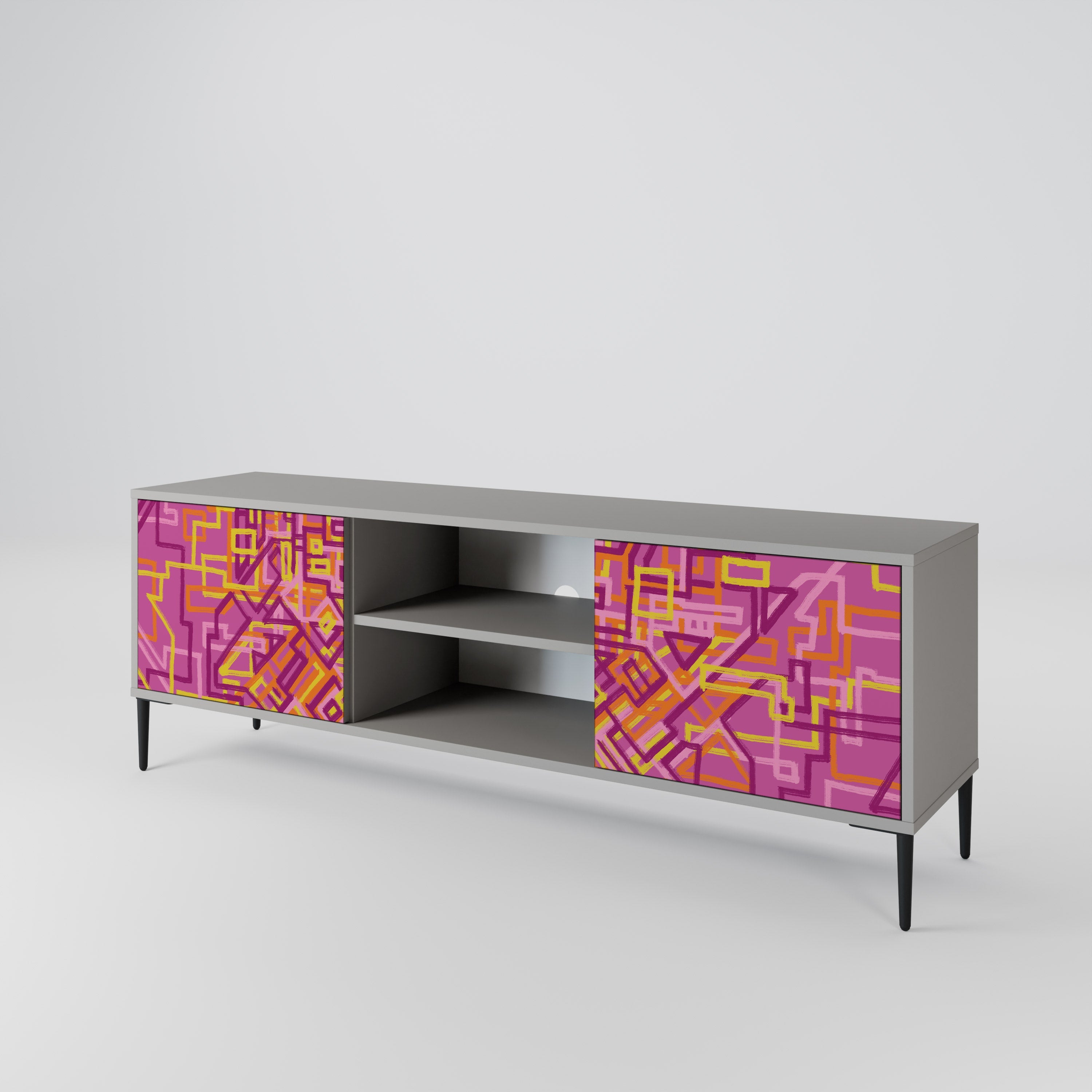 LOVELY MEMORIES Móvel de TV com 2 Portas em Acabamento Cinzento