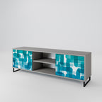 TURQUOISE RECTANGLES 2-Door TV Stand in Grey Finish