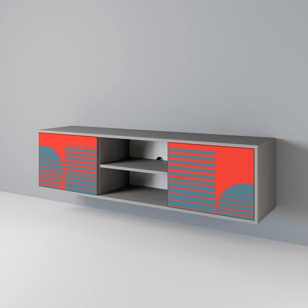 RISING GEOMETRY STARS Móvel de TV com 2 Portas em Acabamento Cinzento