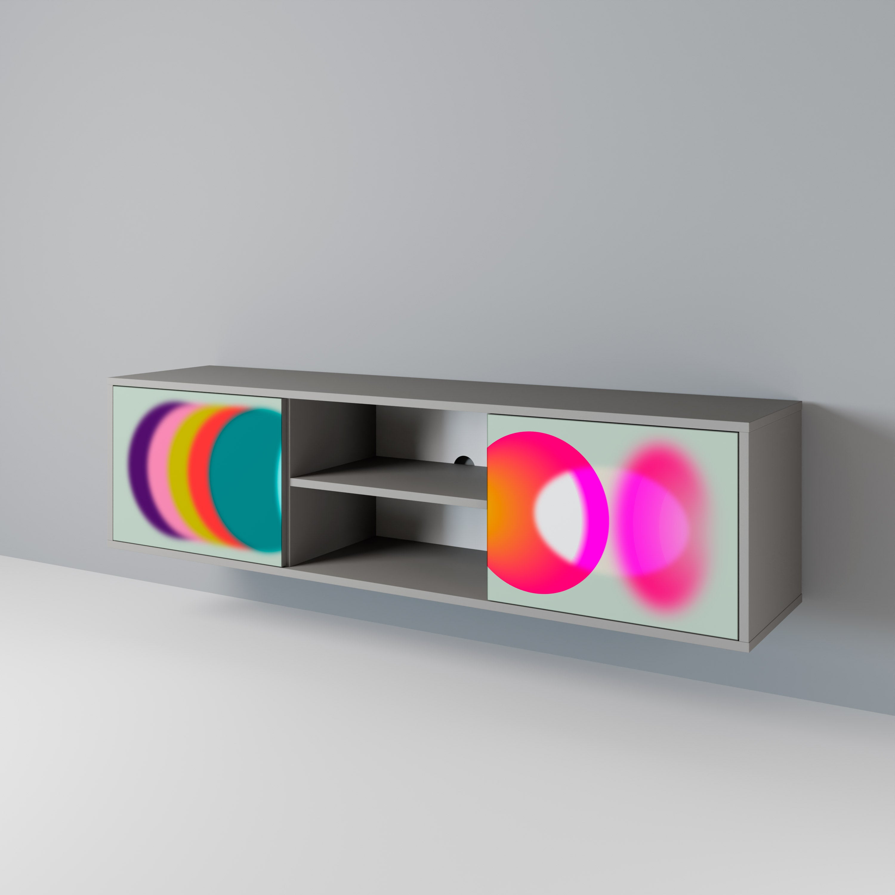 SYMPHONY OF COLORS Móvel de TV com 2 Portas em Acabamento Cinzento