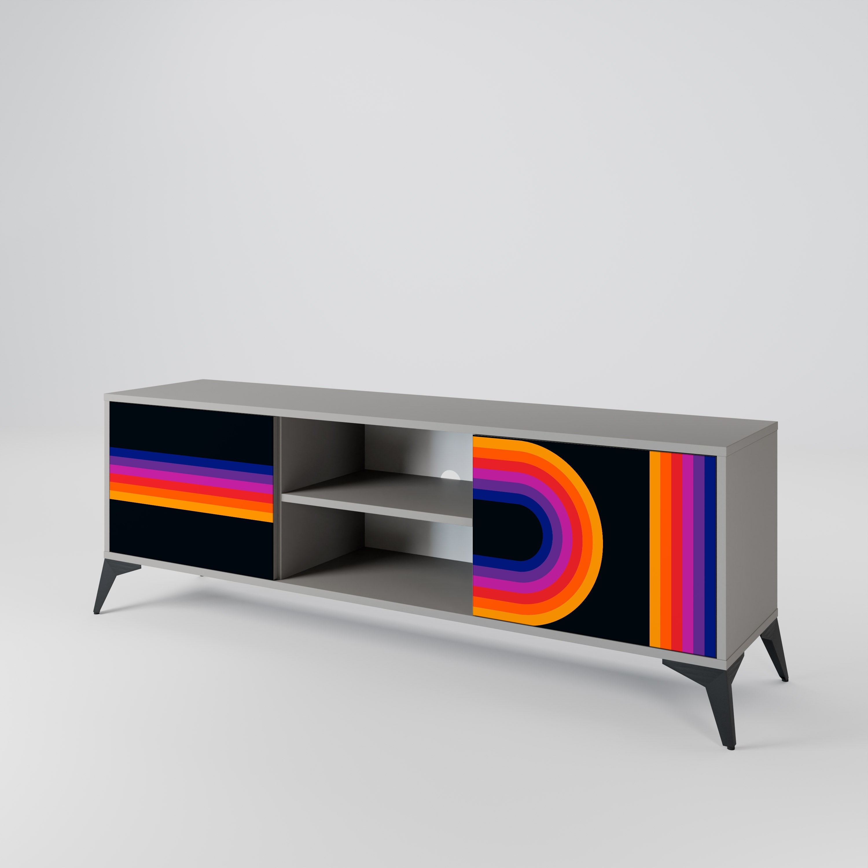 BLINDED BY THE LIGHTS Móvel de TV com 2 Portas em Acabamento Cinzento