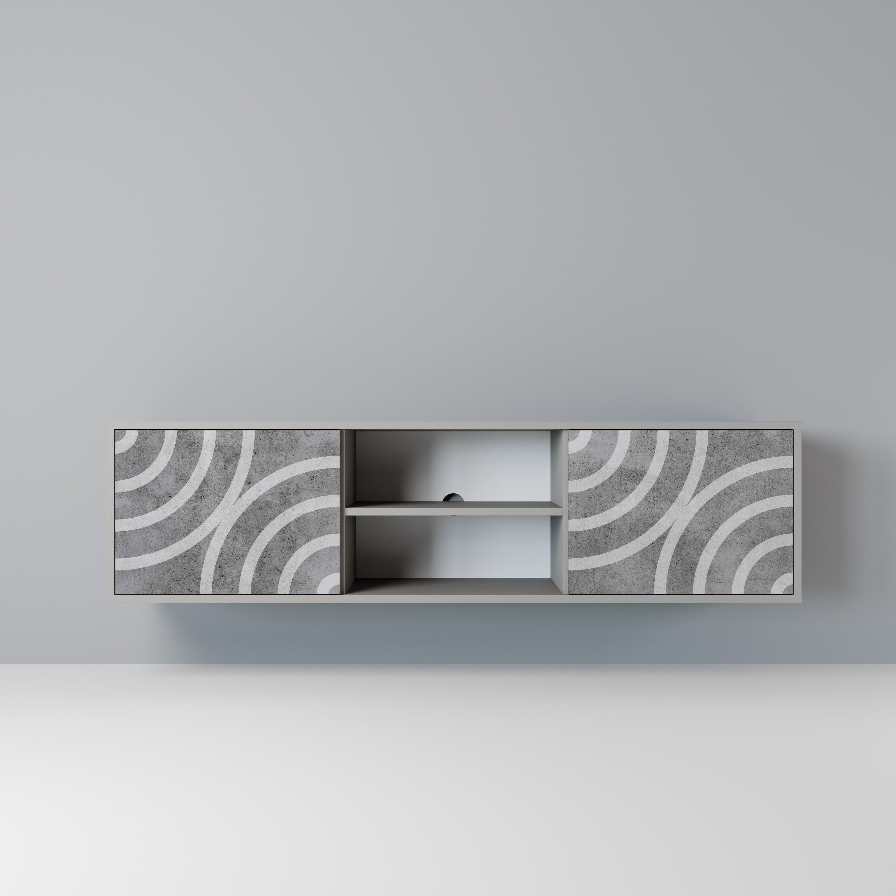CIRCLE CONCRETE Móvel de TV com 2 Portas em Acabamento Cinzento