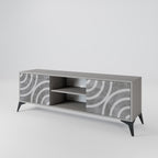 CIRCLE CONCRETE 2-Door TV Stand in Grey Finish