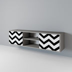 CLASSIC ZIG ZAG Móvel de TV com 2 Portas em Acabamento Cinzento