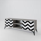 CLASSIC ZIG ZAG Móvel de TV com 2 Portas em Acabamento Cinzento