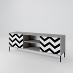 CLASSIC ZIG ZAG Móvel de TV com 2 Portas em Acabamento Cinzento