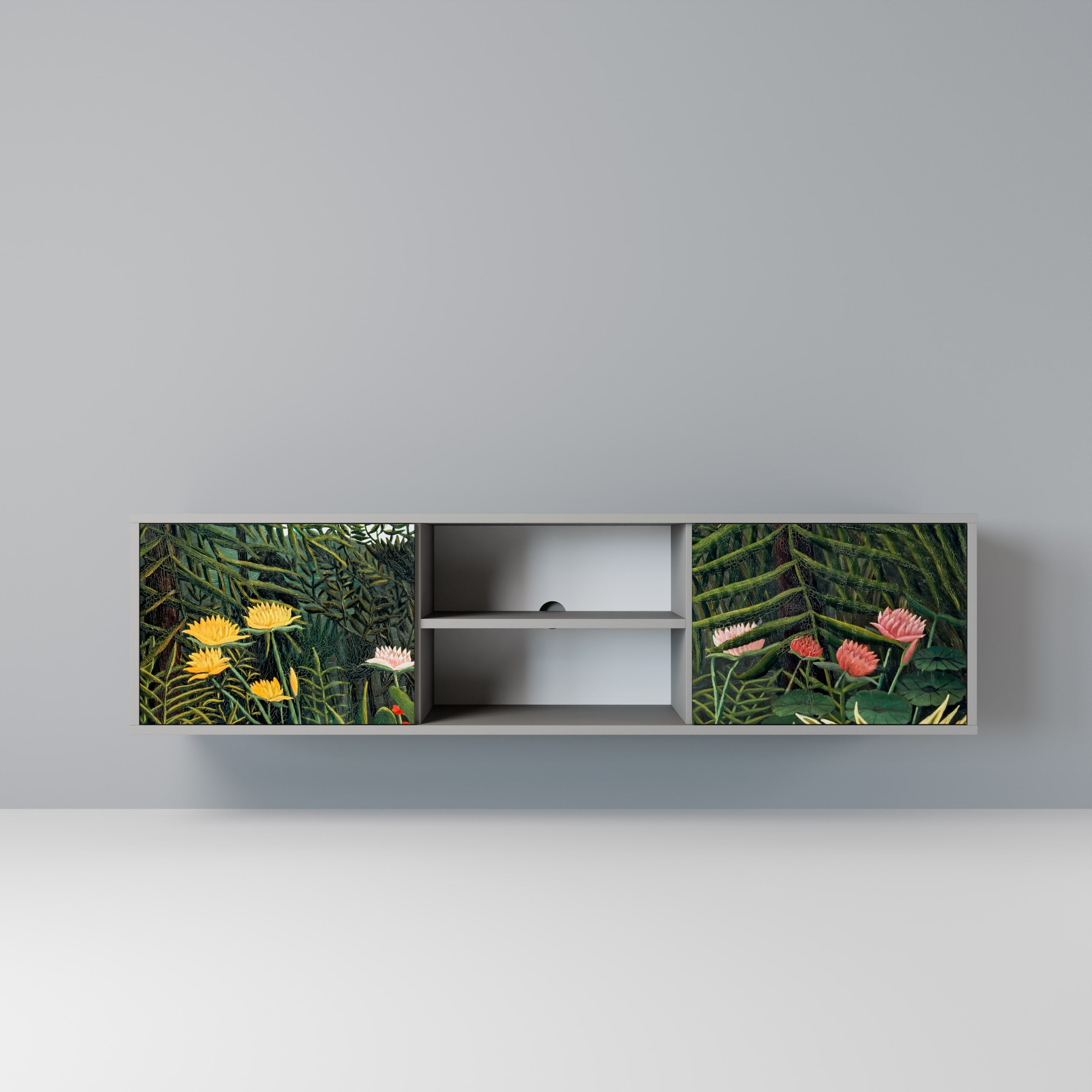 VIRGIN FOREST WITH SUNSET Móvel de TV com 2 Portas em Acabamento Cinzento