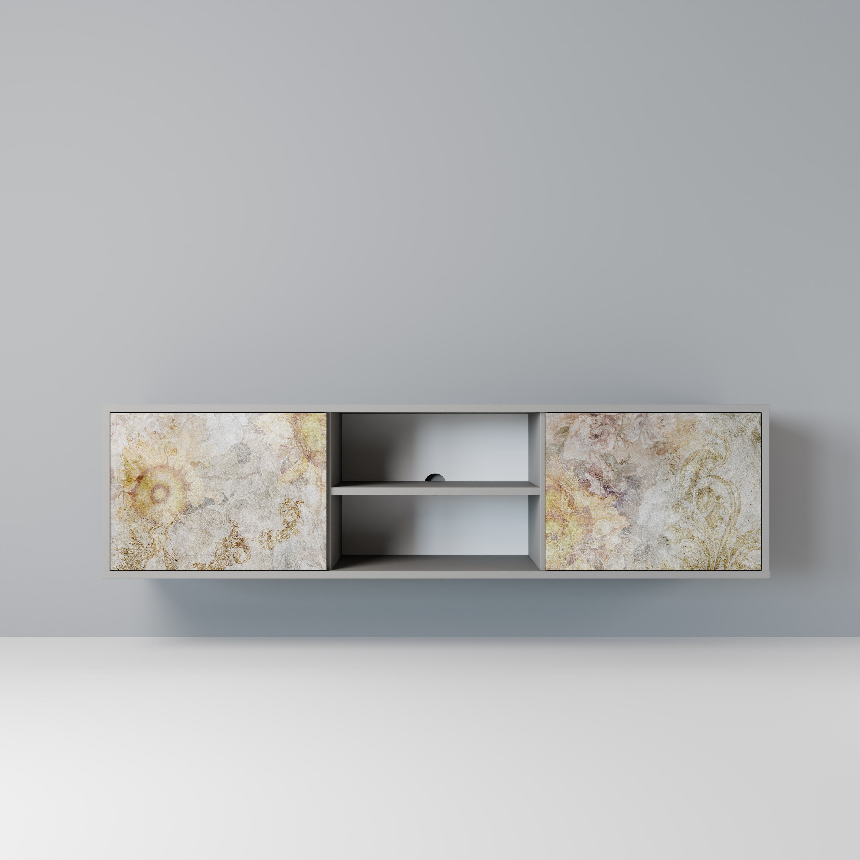 SUNFLOWER BLUR Móvel de TV com 2 Portas em Acabamento Cinzento