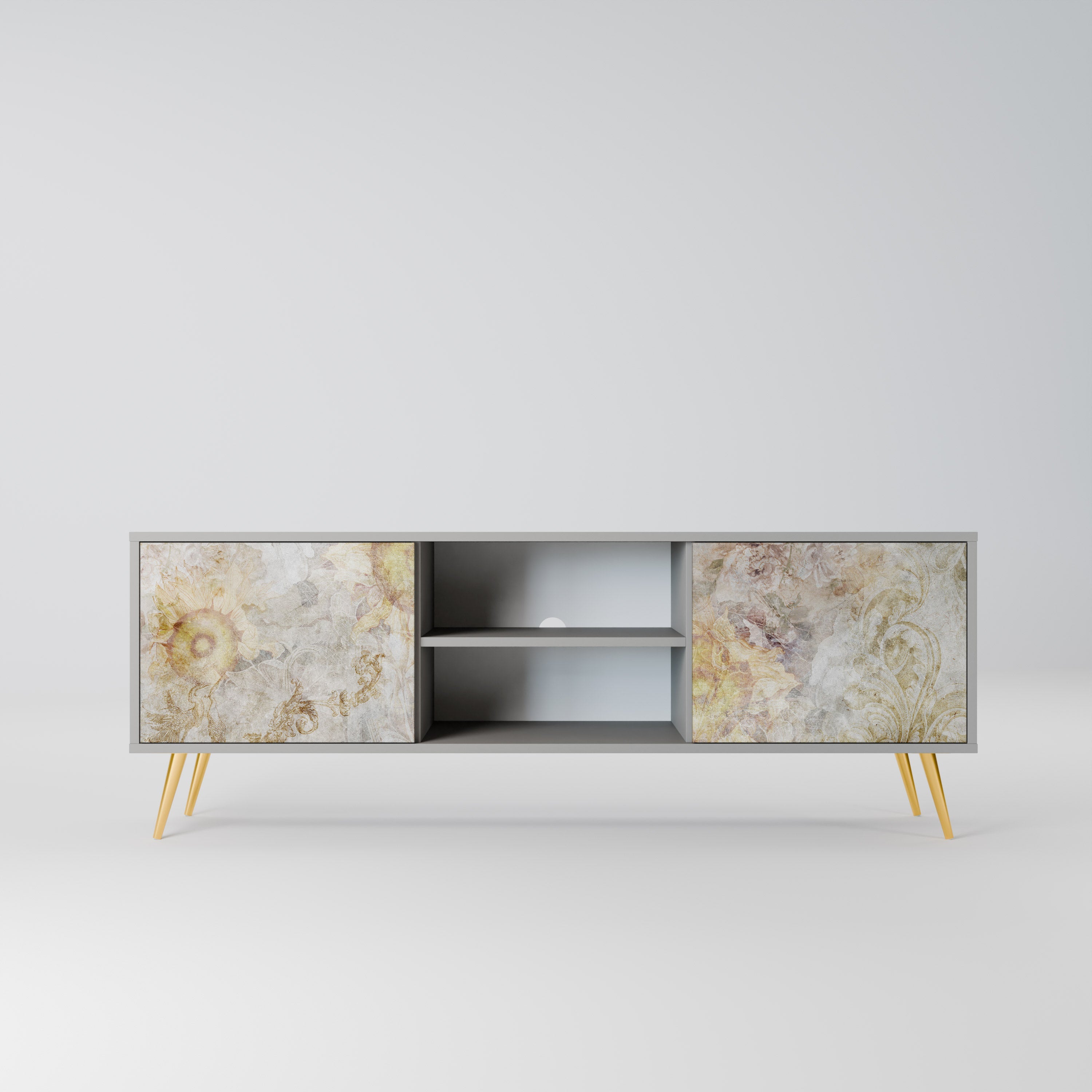 SUNFLOWER BLUR Móvel de TV com 2 Portas em Acabamento Cinzento