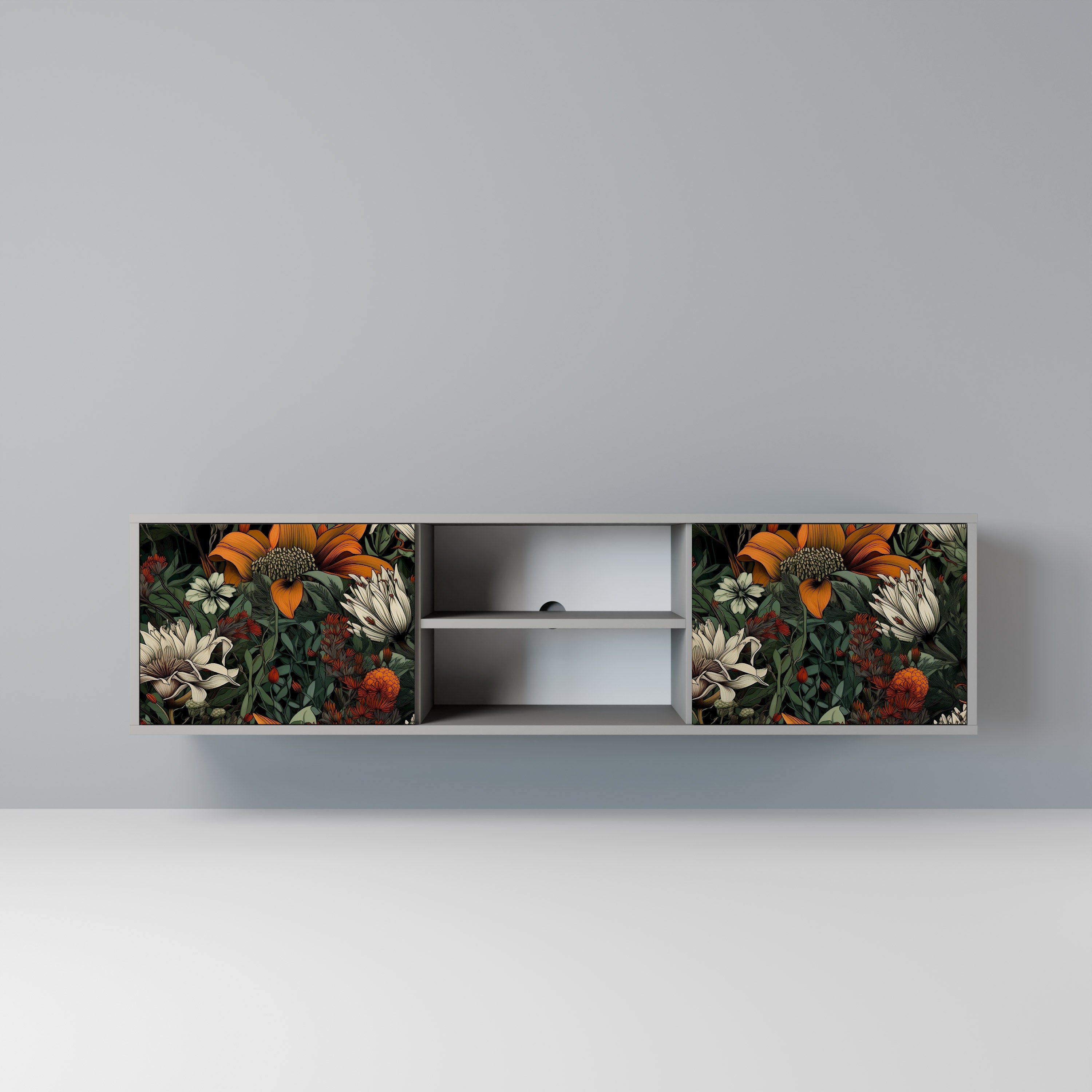 MIDNIGHT SPROUT Móvel de TV com 2 Portas em Acabamento Cinzento