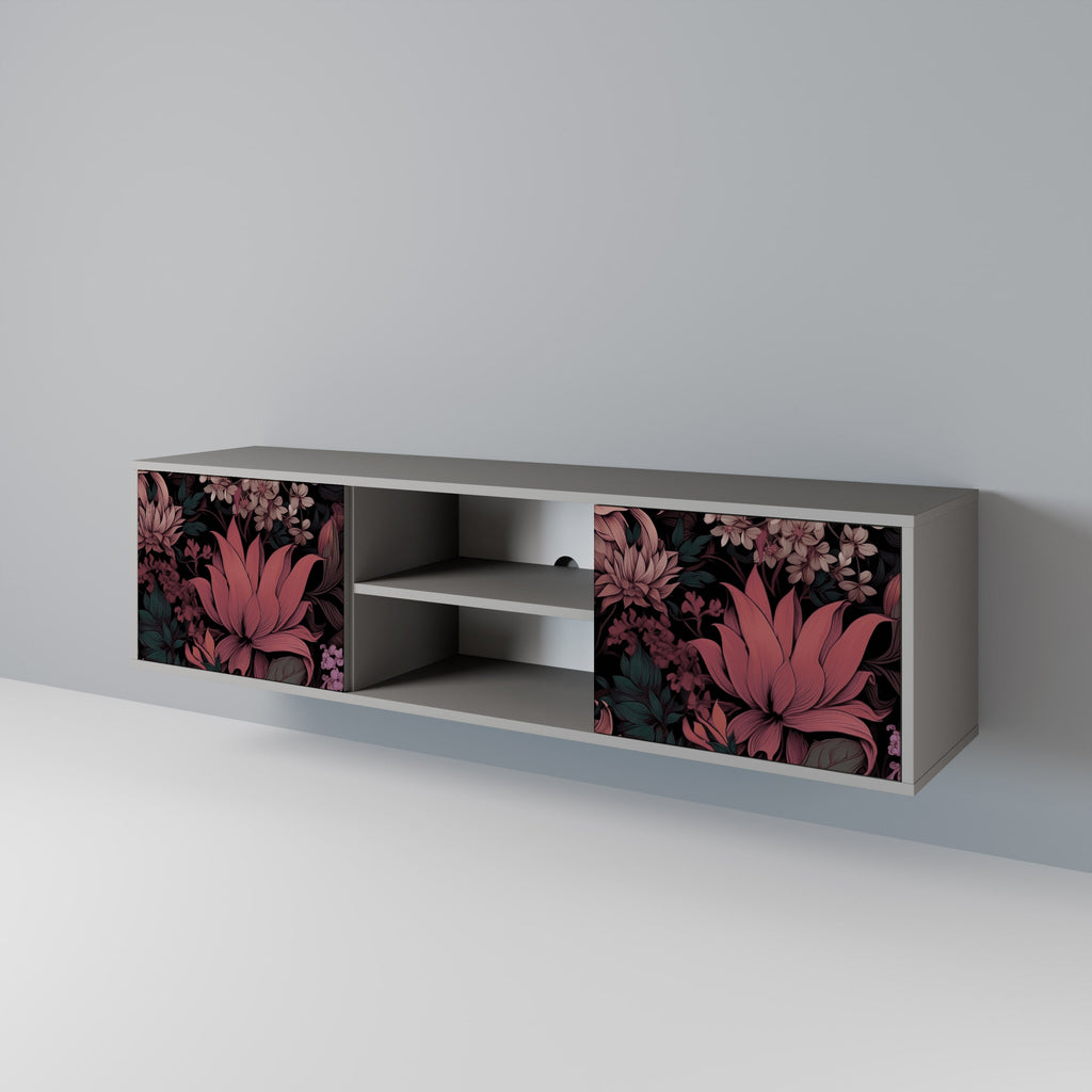 FLORAL WHISPER Móvel de TV com 2 Portas em Acabamento Cinzento