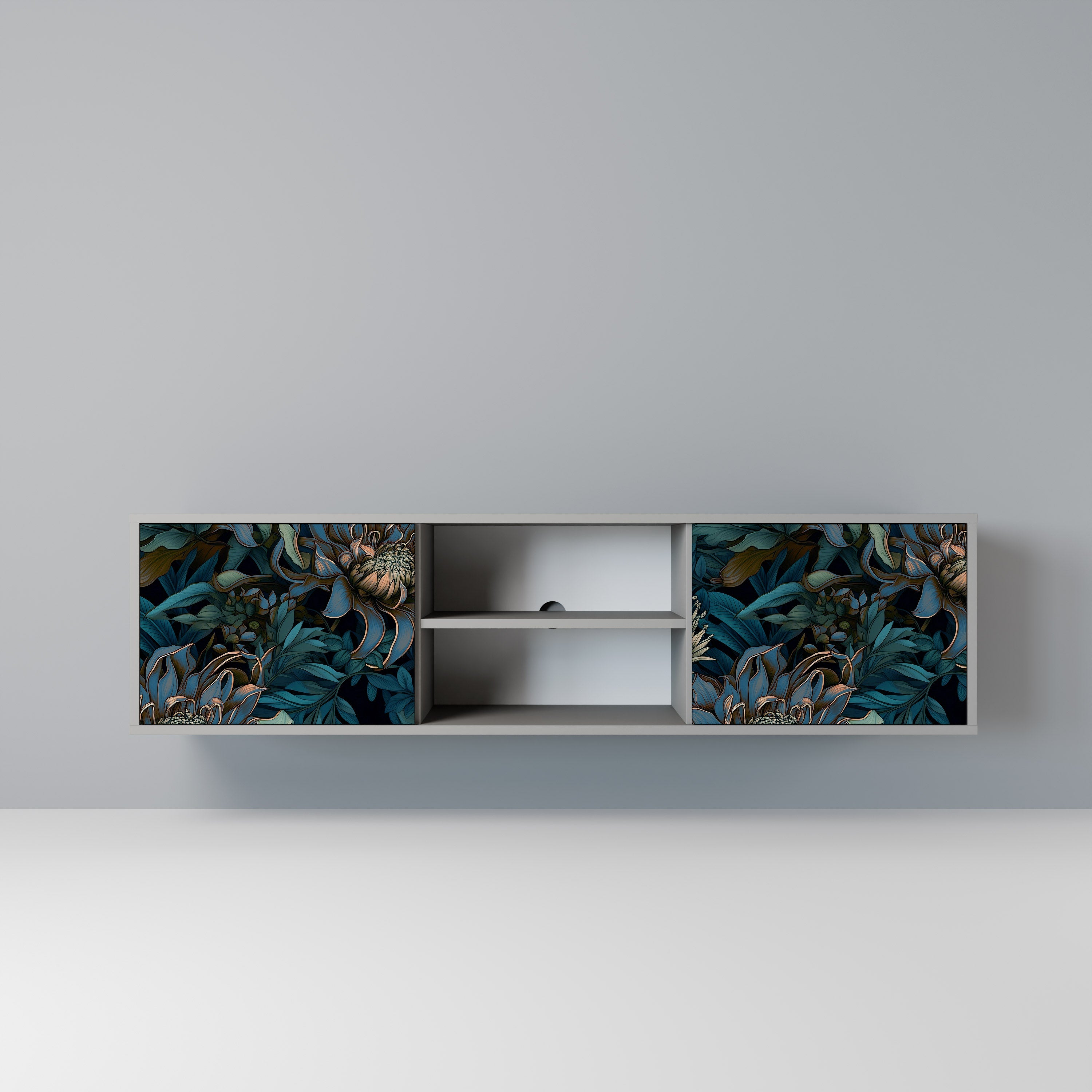 TWILIGHT BLOOM Móvel de TV com 2 Portas em Acabamento Cinzento