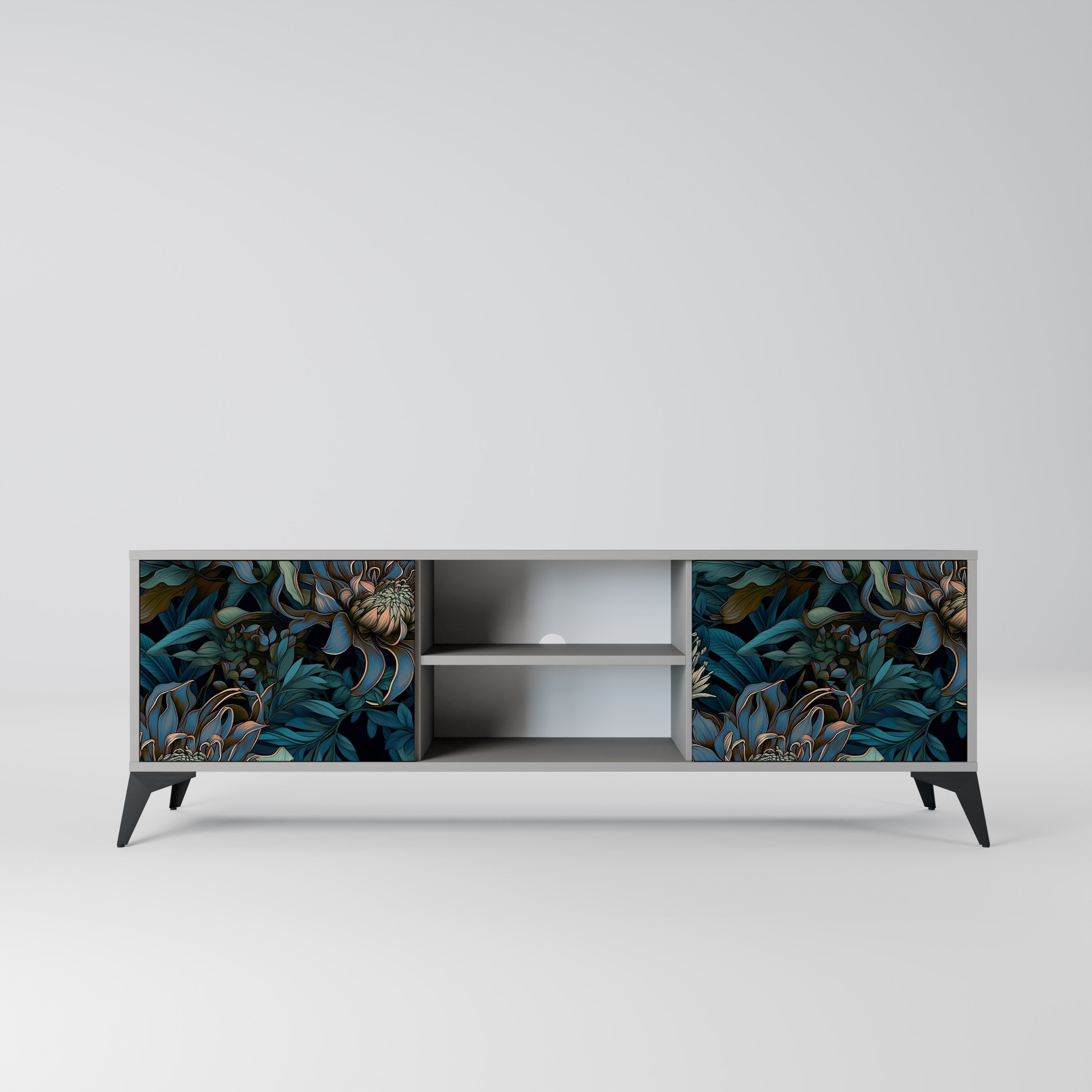 TWILIGHT BLOOM Móvel de TV com 2 Portas em Acabamento Cinzento