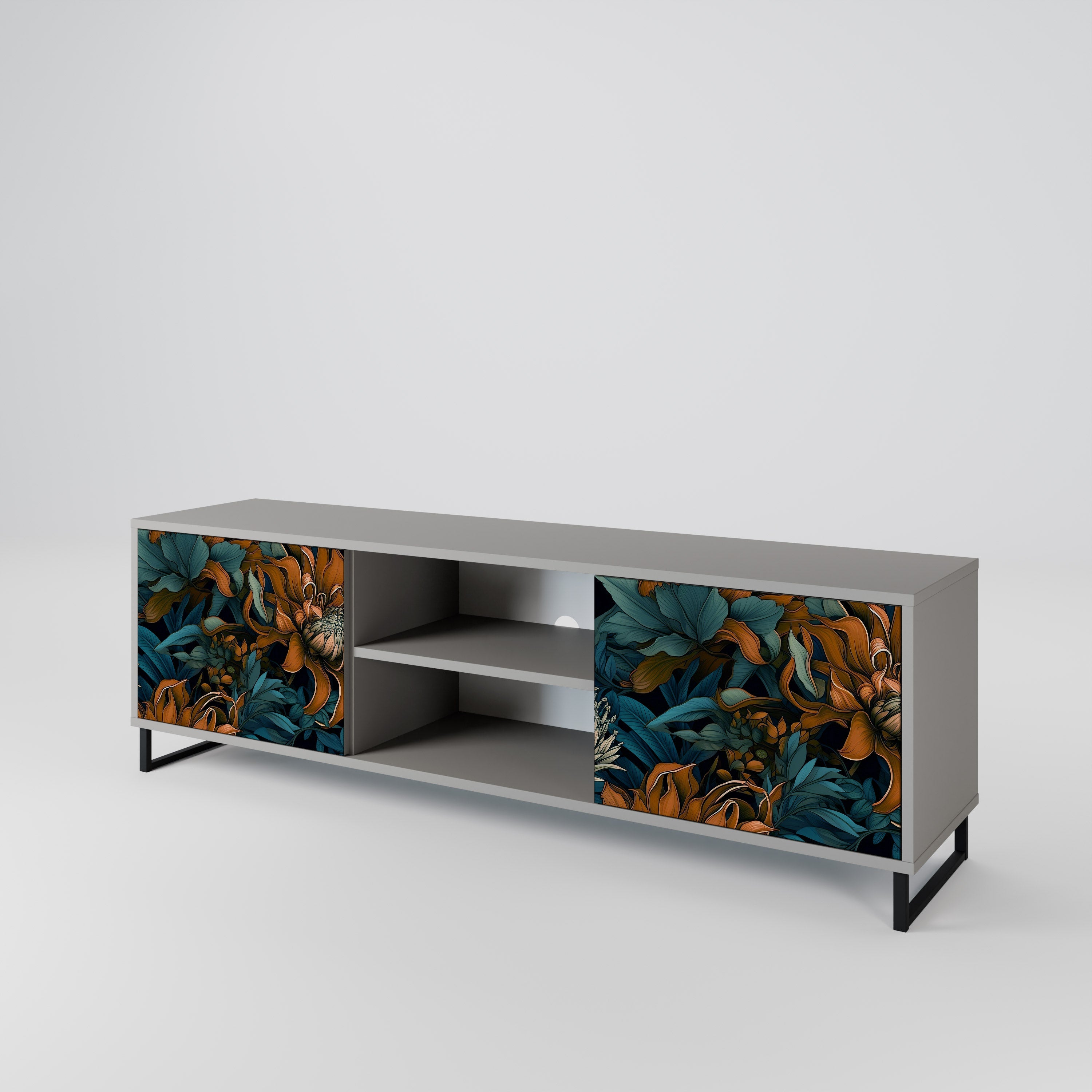 MORNING BLOOM Móvel de TV com 2 Portas em Acabamento Cinzento