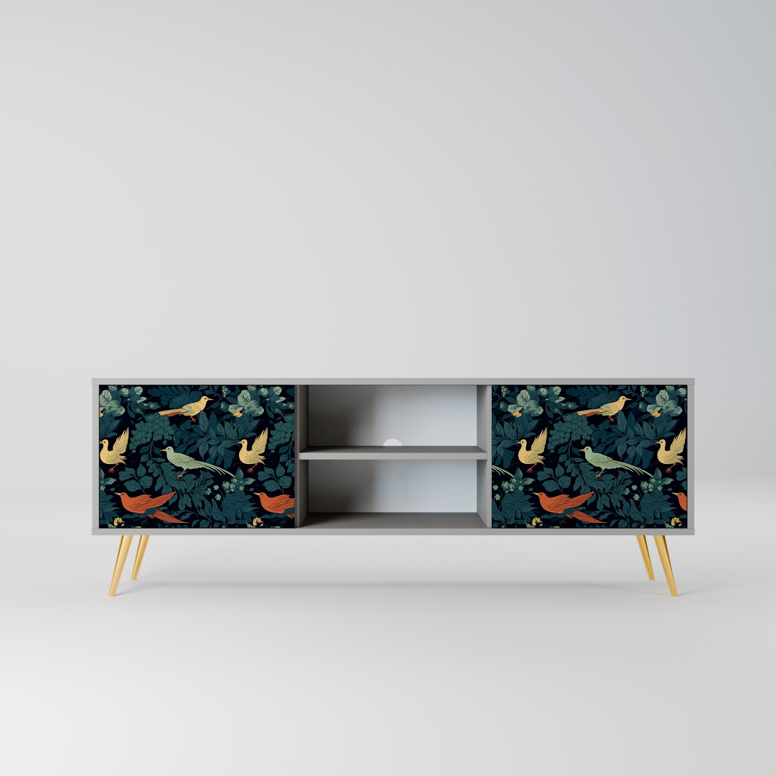 FOWL ORNAMENT Móvel de TV com 2 Portas em Acabamento Cinzento