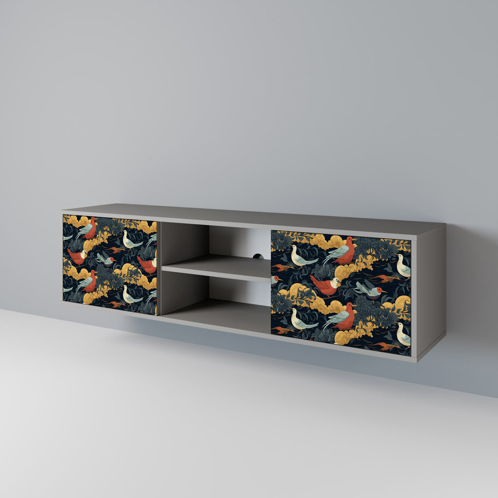 FOWLY DAZE Móvel de TV com 2 Portas em Acabamento Cinzento