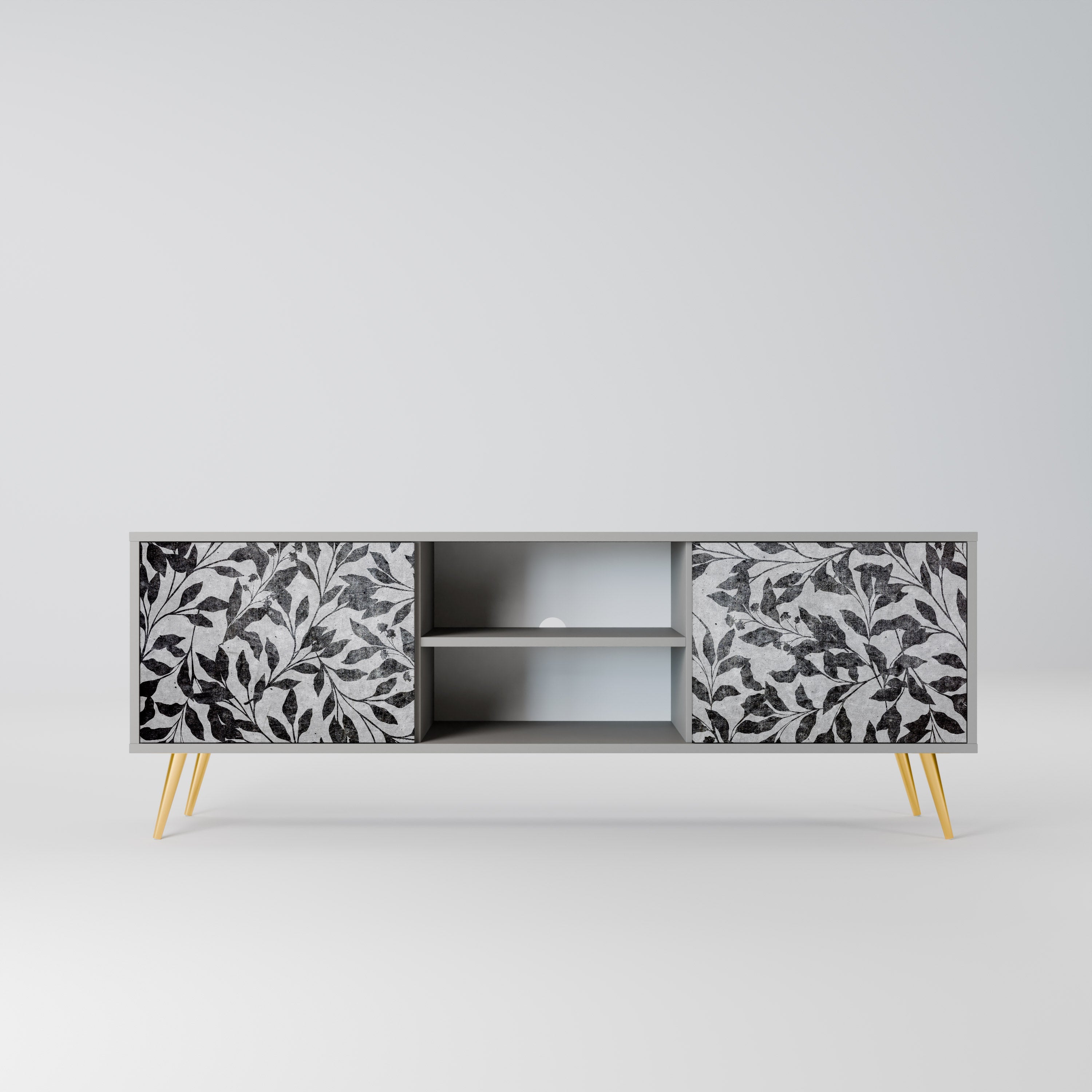 CHARCOAL SPROUT Móvel de TV com 2 Portas em Acabamento Cinzento